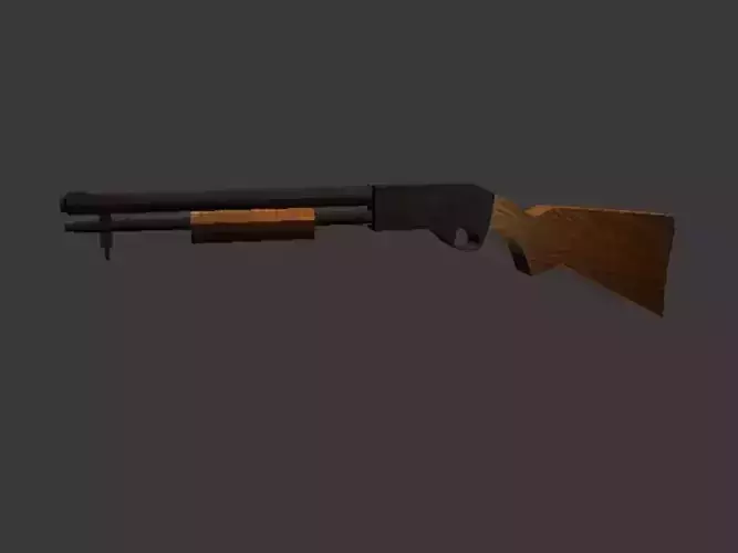 Low Poly Shotgun wooden Low-poly 3D model
