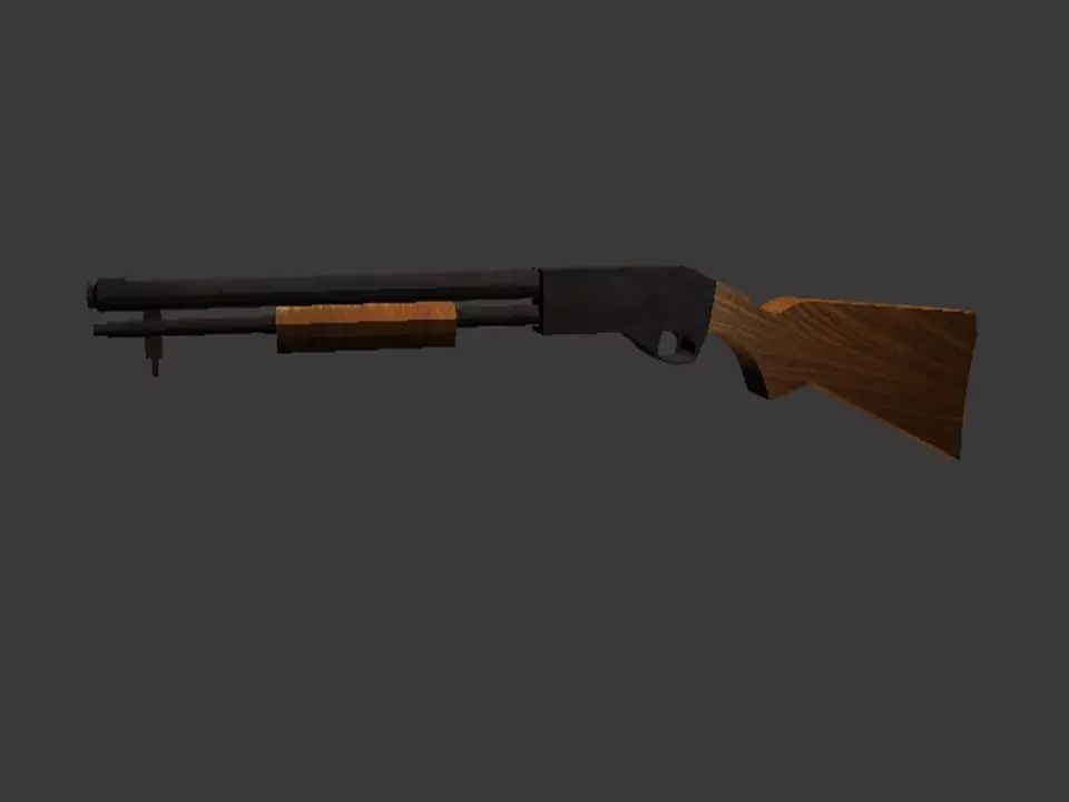 Low Poly Shotgun wooden Low-poly 3D model_0