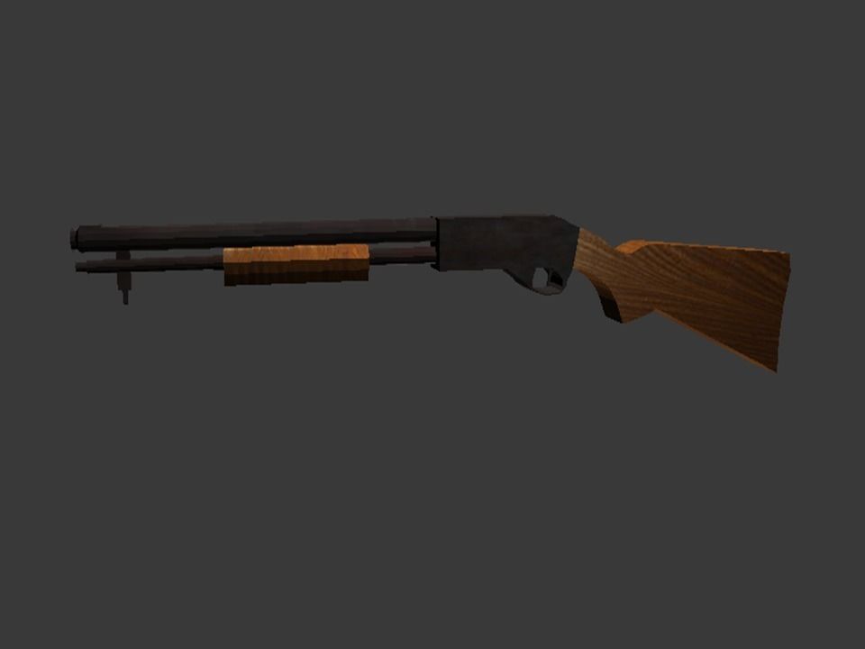 Low Poly Shotgun wooden Low-poly 3D model_2