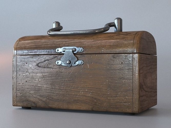 Wooden little chest 3D model