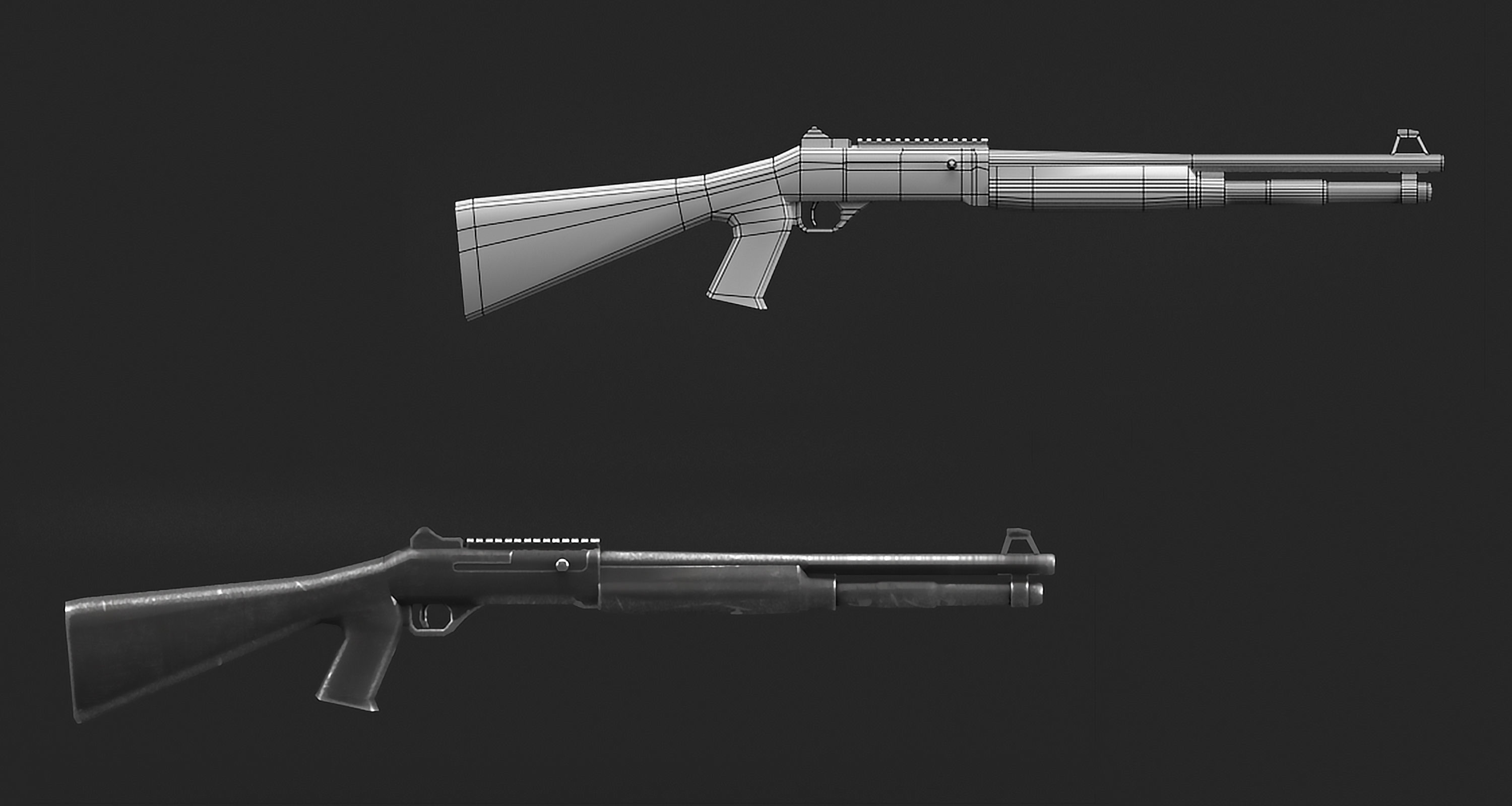 Auto Shotgun Low-poly 3D model_7