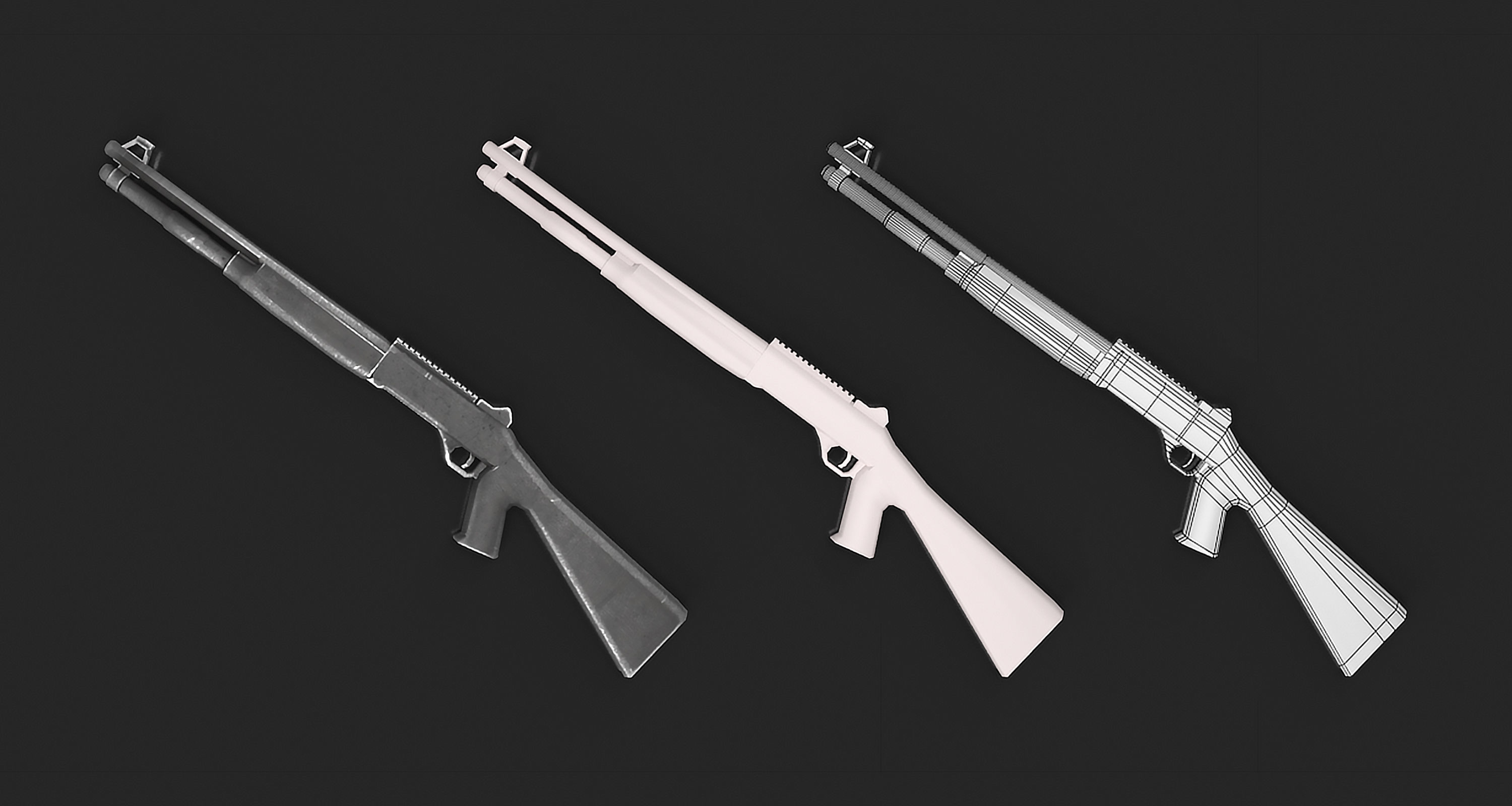 Auto Shotgun Low-poly 3D model_10