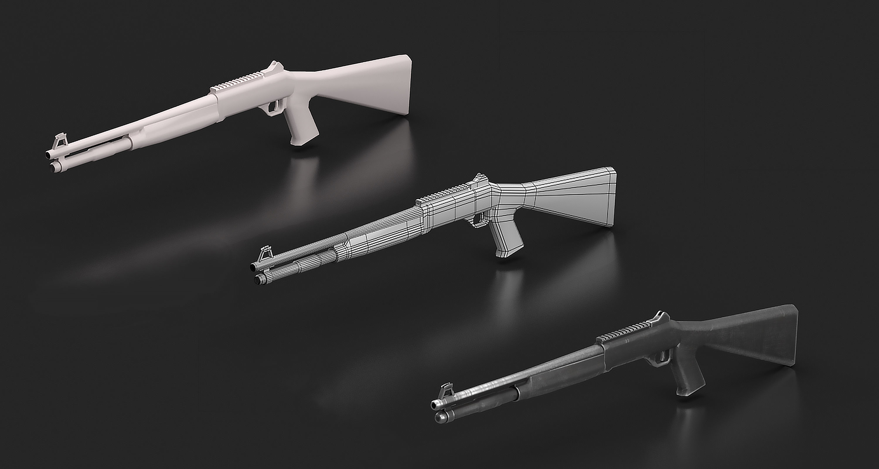 Auto Shotgun Low-poly 3D model_5