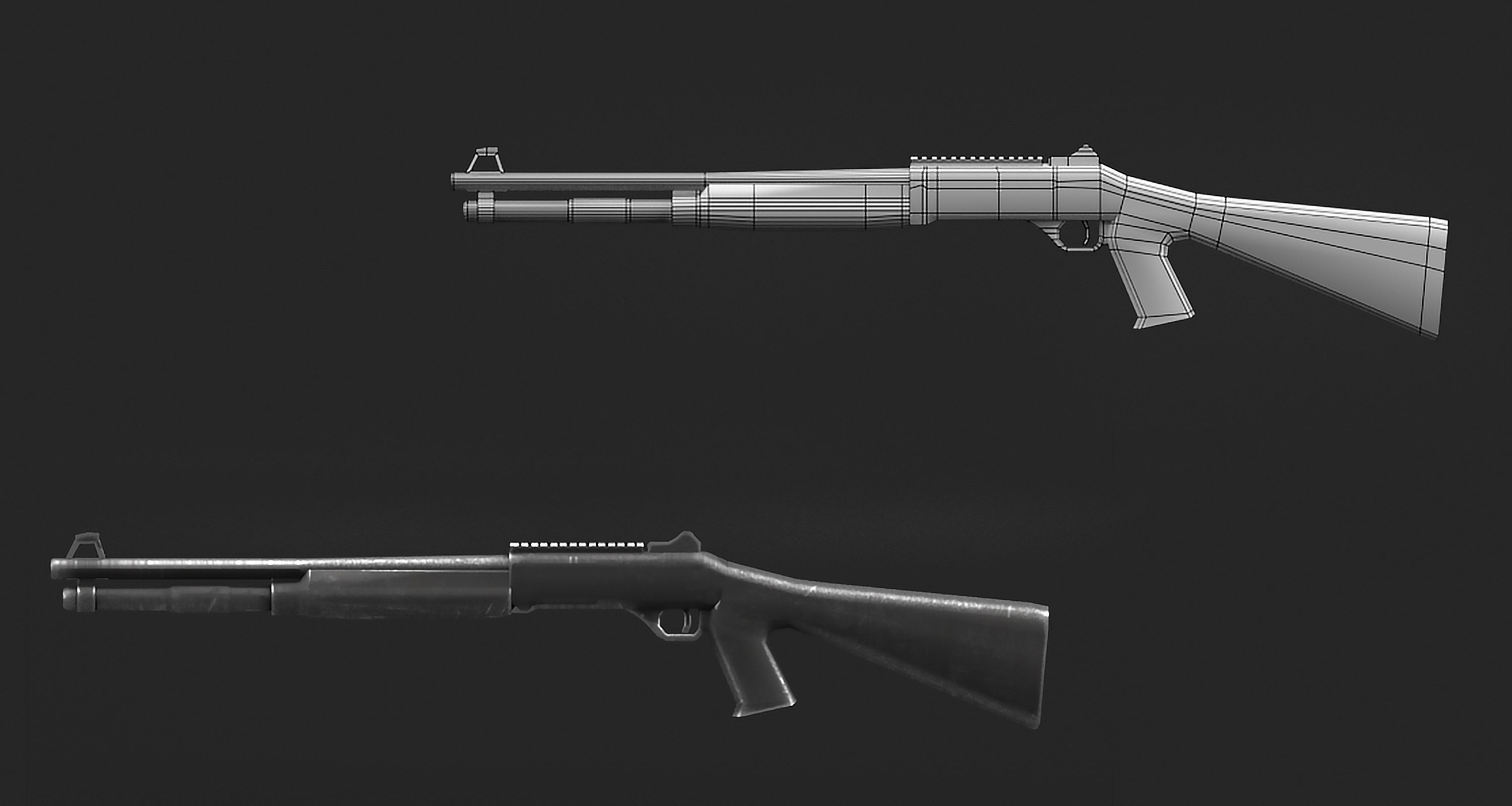 Auto Shotgun Low-poly 3D model_6