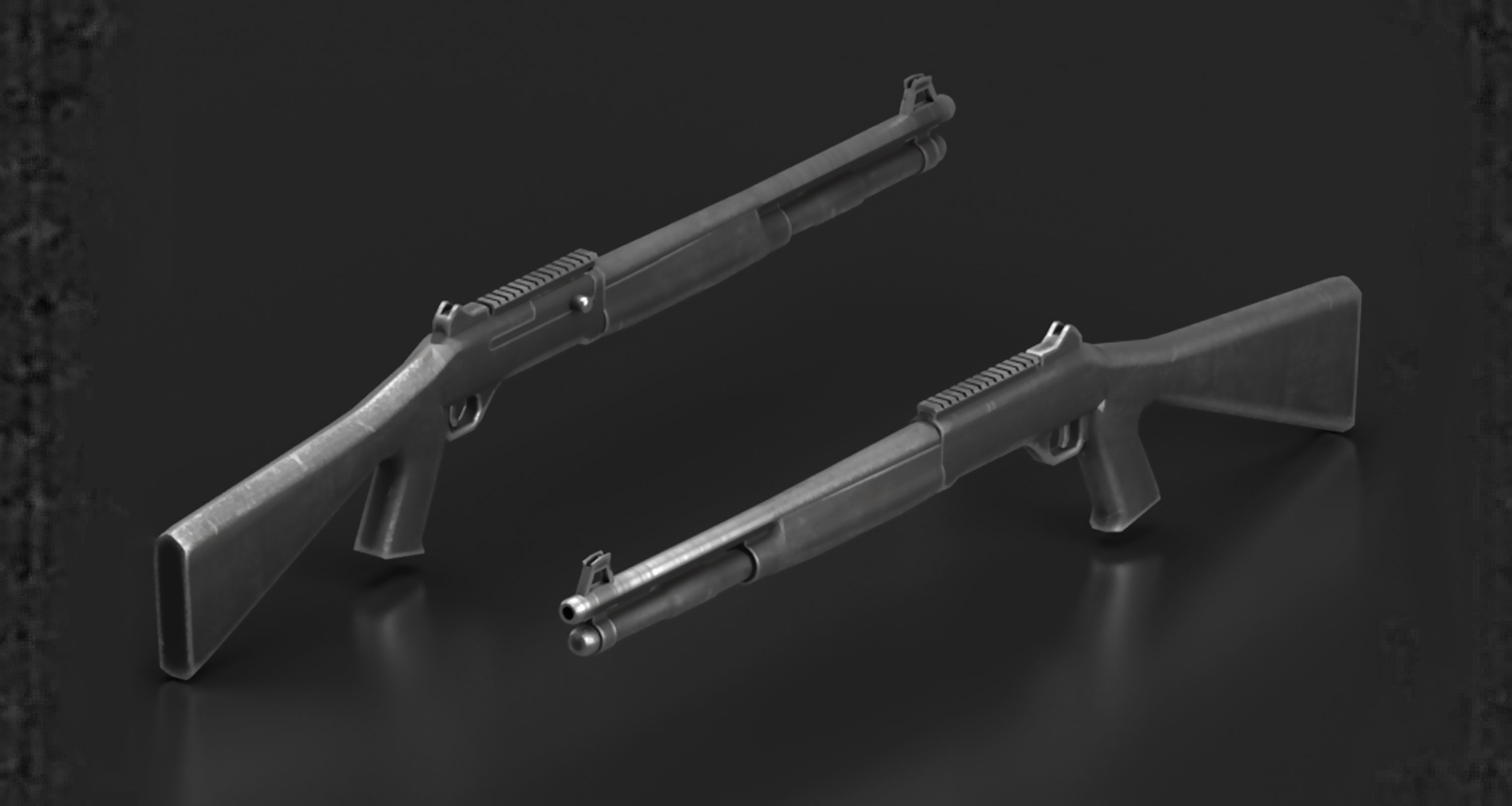 Auto Shotgun Low-poly 3D model_2