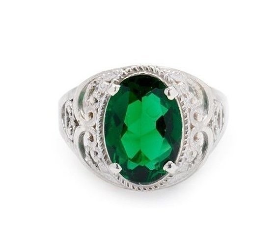 Ring with oval gem 14x10mm 3D print model