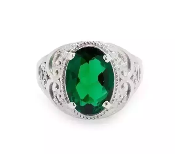 Ring with oval gem 14x10mm 3D print model