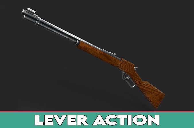Lever Action Gun Low-poly 3D model