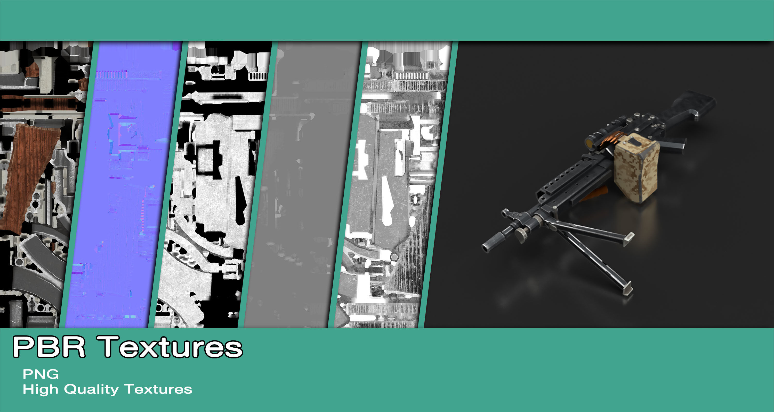 M249 machine gun Low-poly 3D model_11