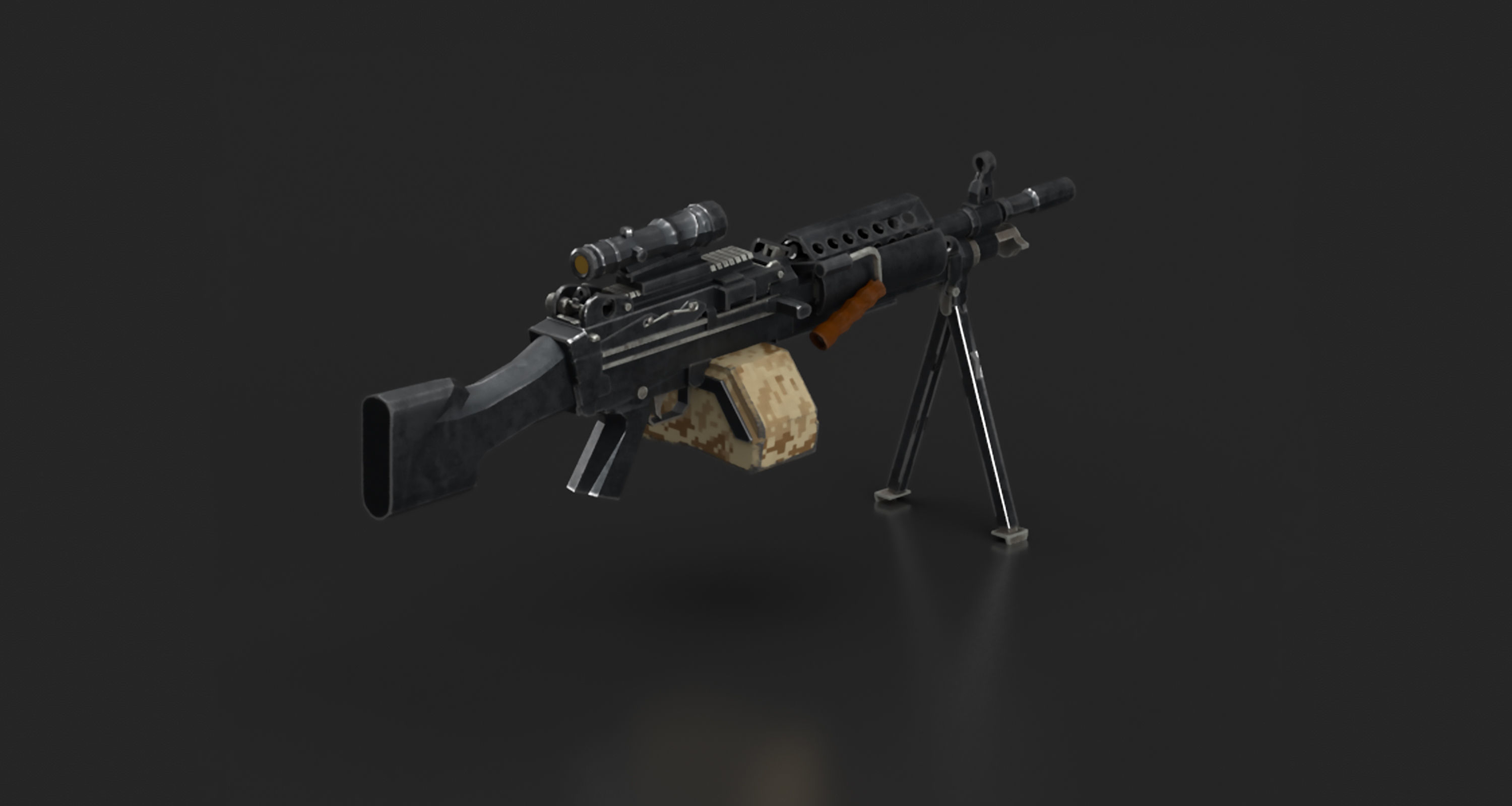 M249 machine gun Low-poly 3D model_4