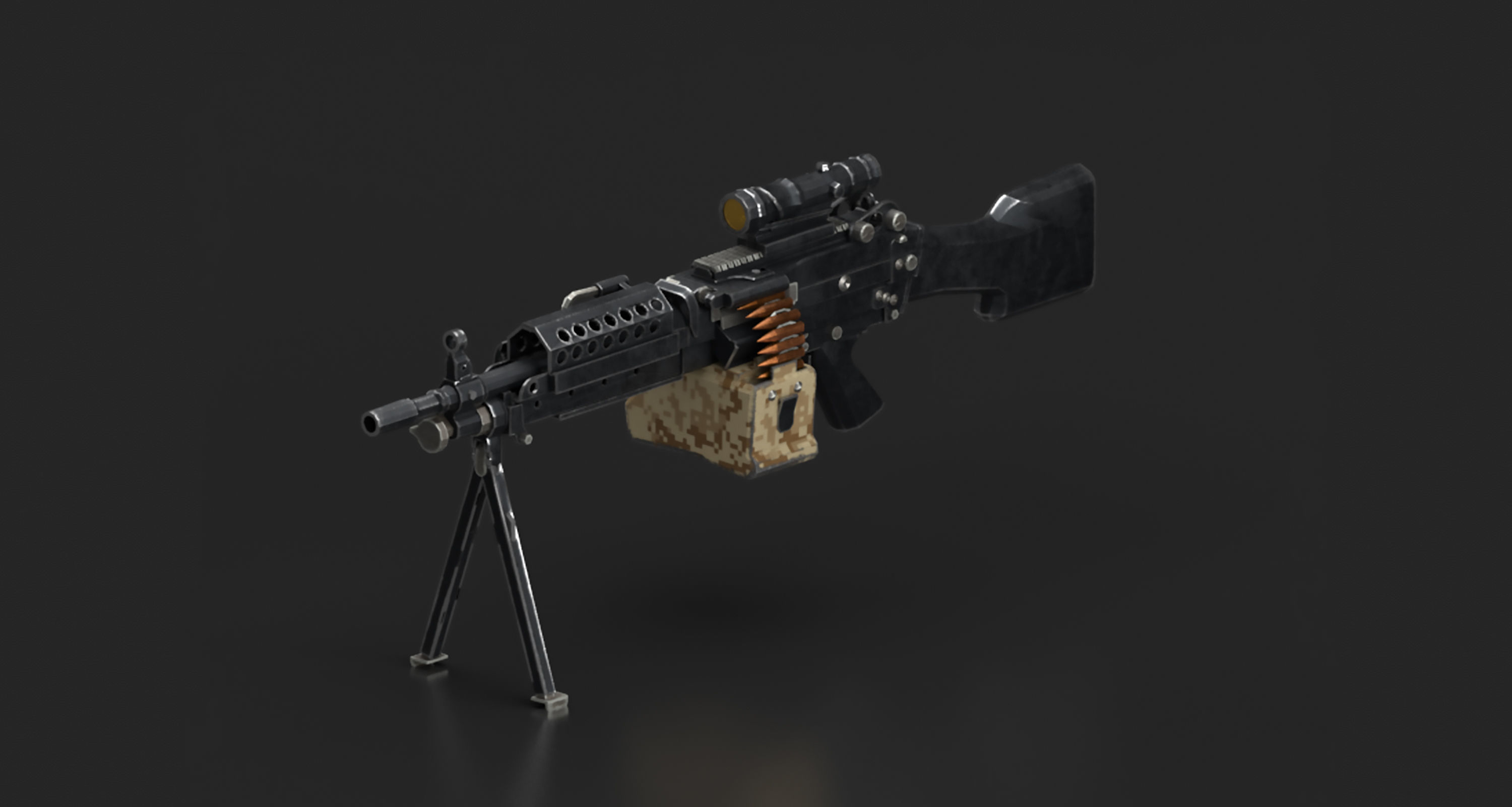 M249 machine gun Low-poly 3D model_3