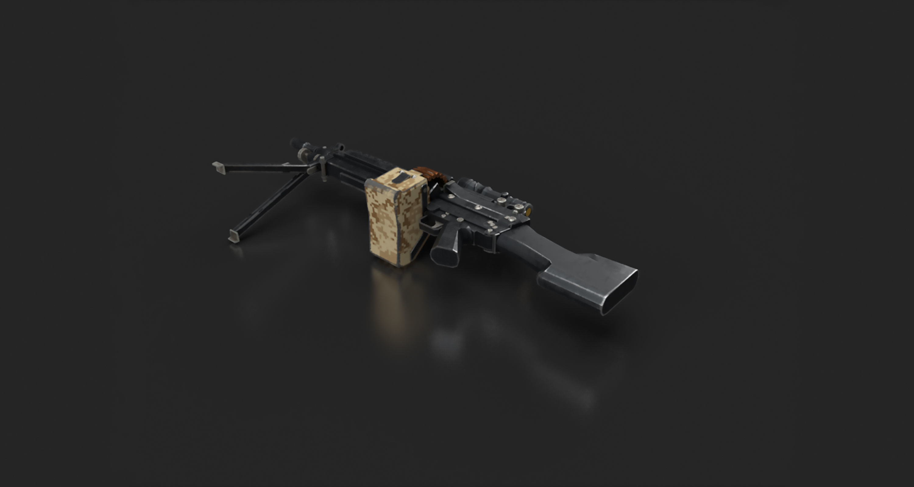 M249 machine gun Low-poly 3D model_9