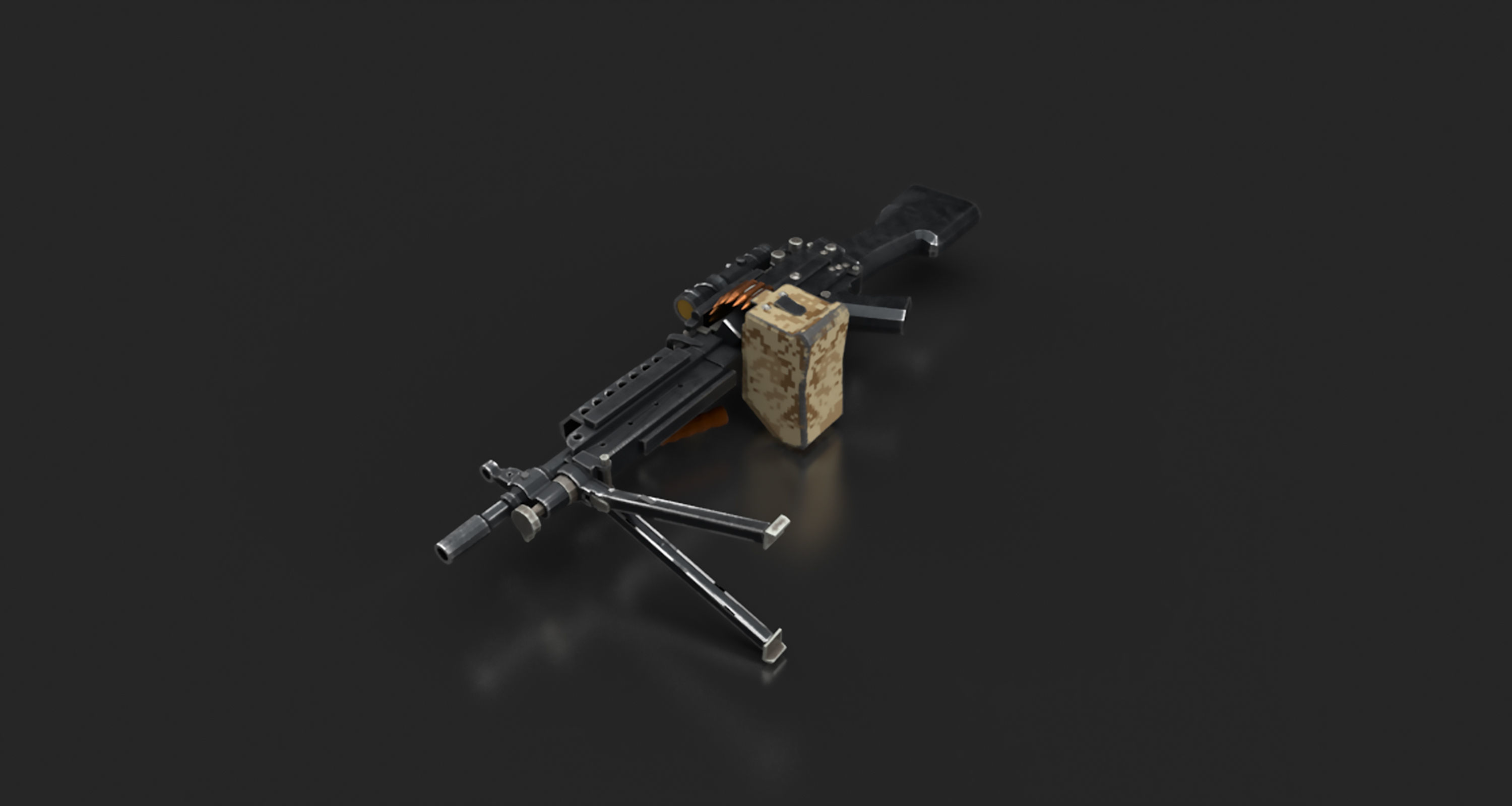 M249 machine gun Low-poly 3D model_8