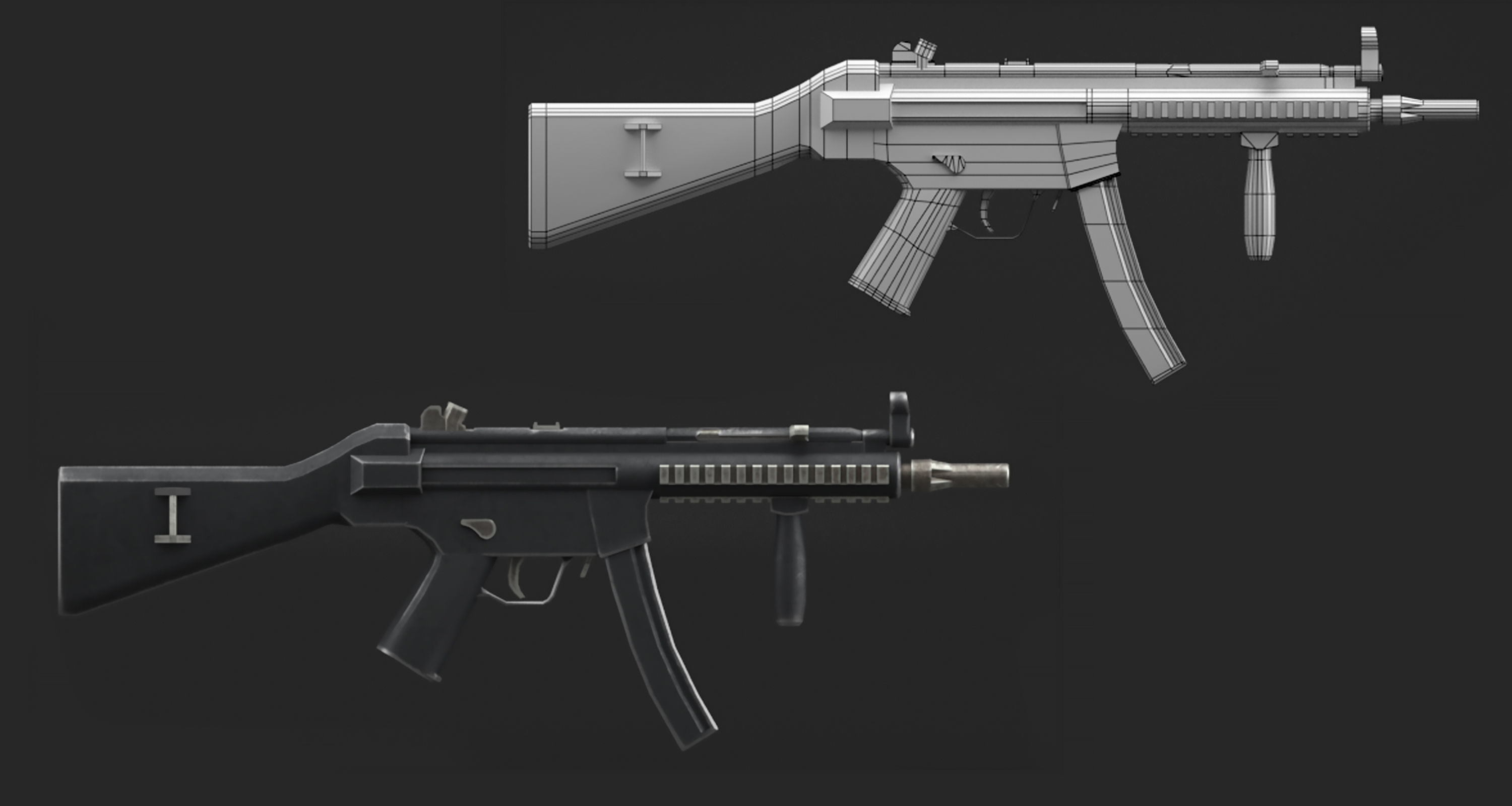 MP5 Gun Low-poly 3D model_7