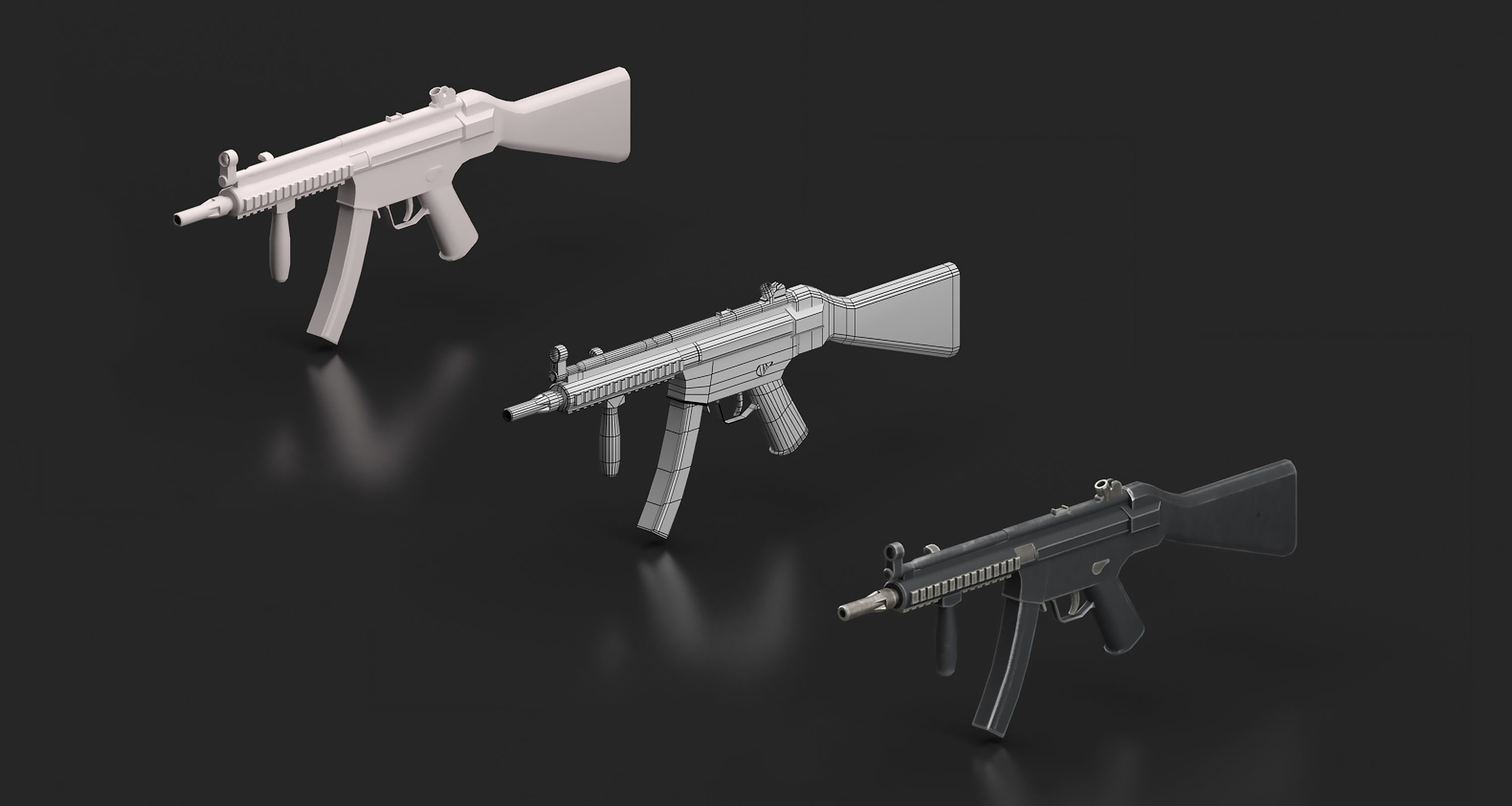 MP5 Gun Low-poly 3D model_5