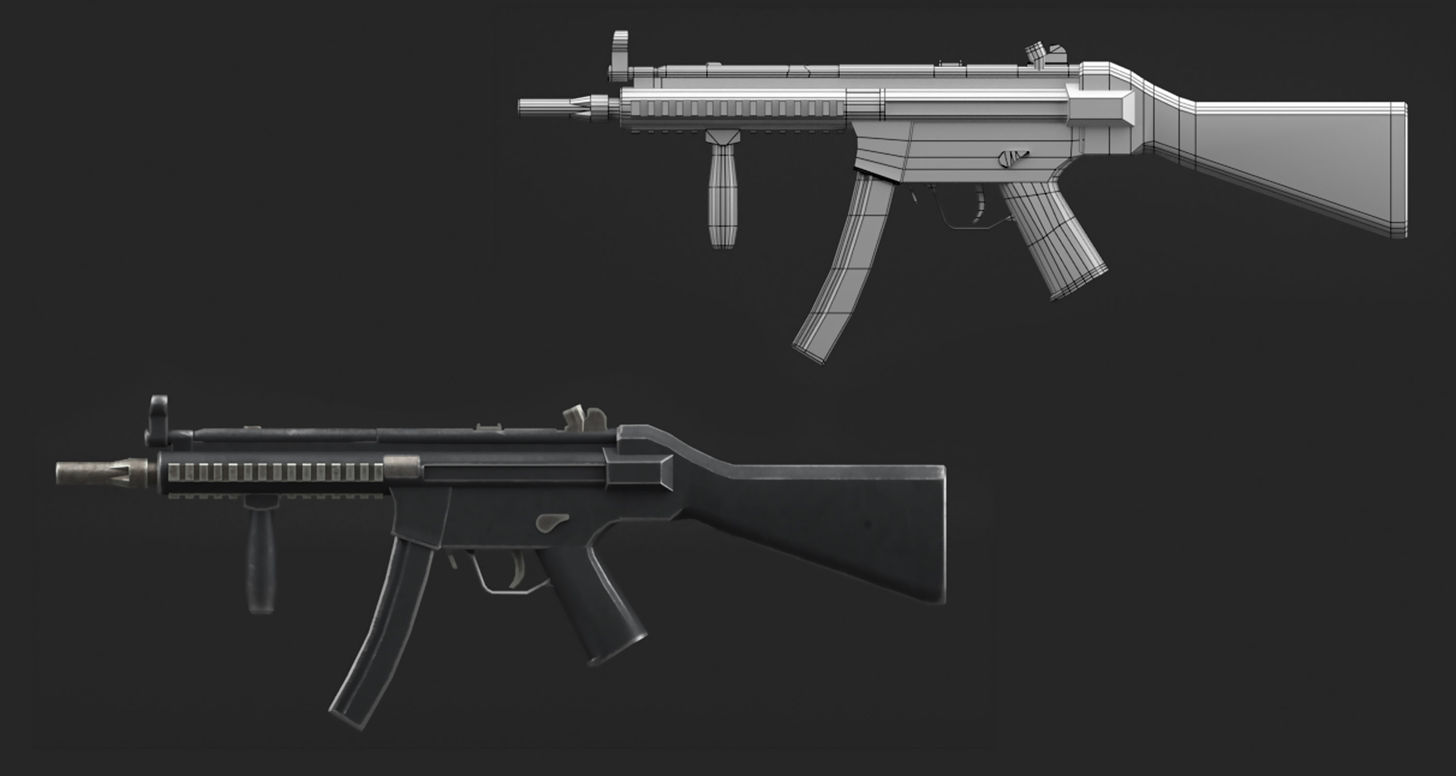 MP5 Gun Low-poly 3D model_6