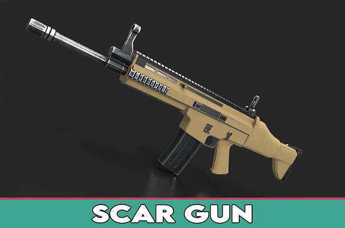 Fn Scar Gun Low-poly 3D model