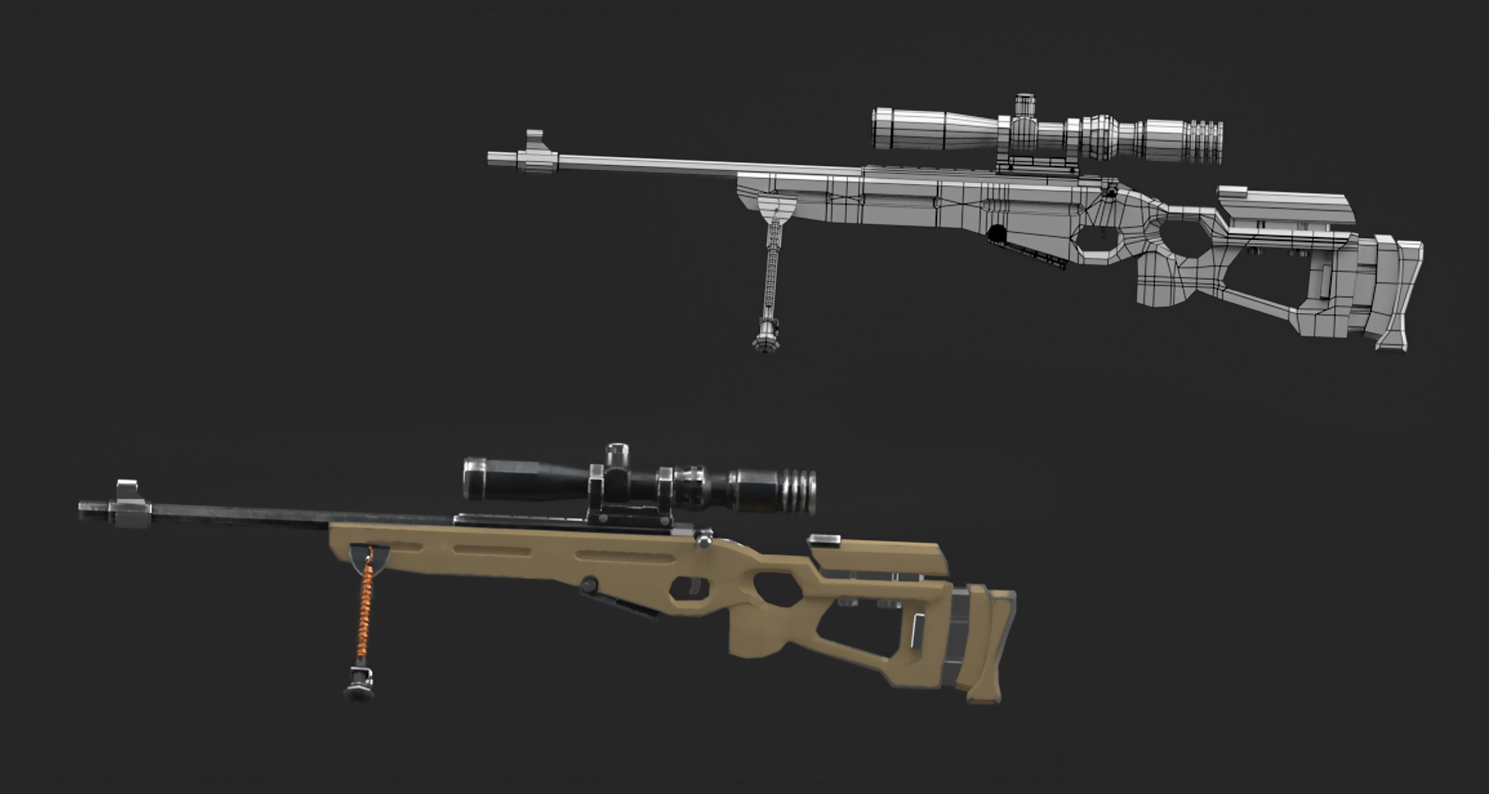 SV-98 Gun Low-poly 3D model_5