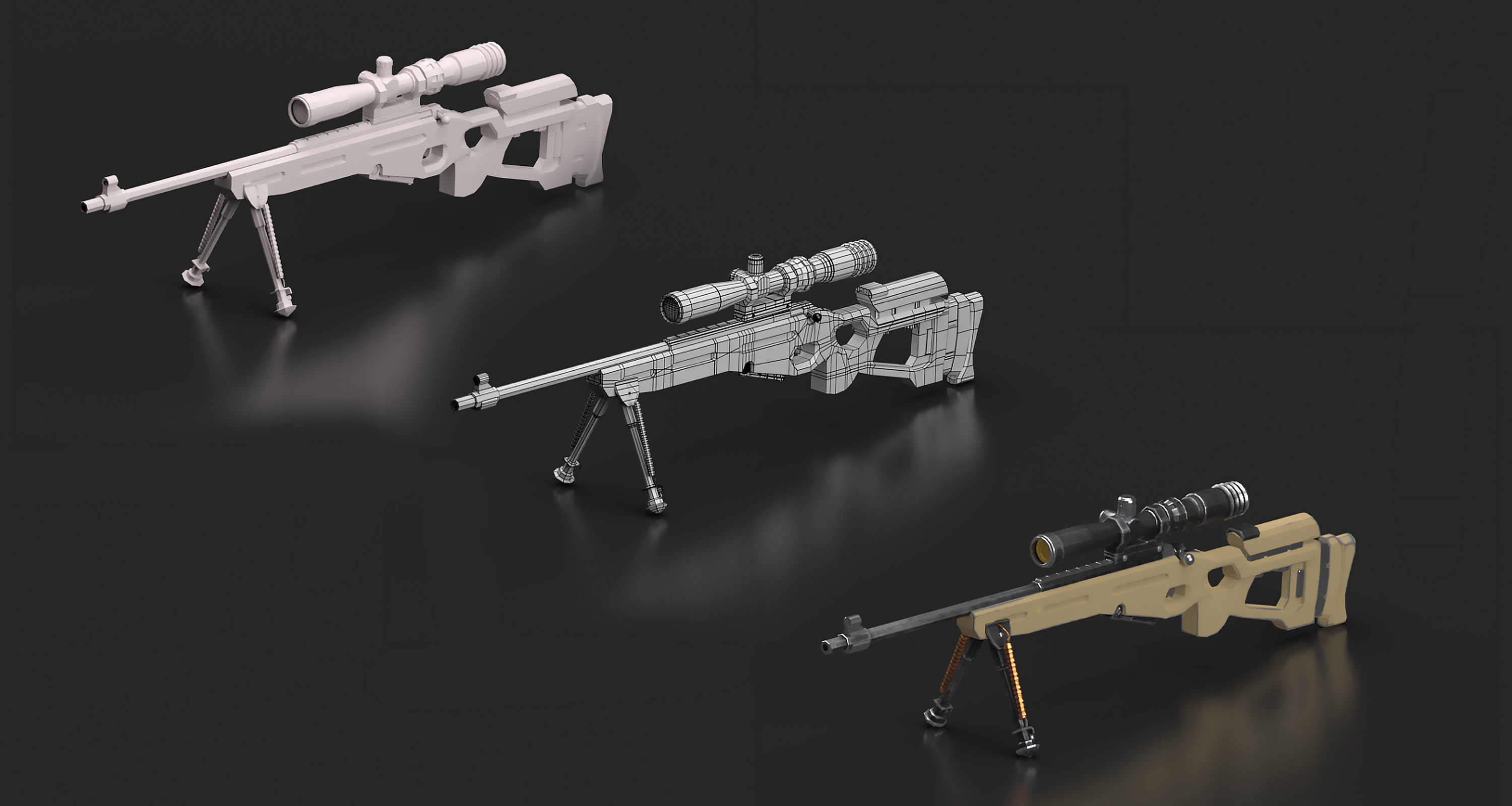 SV-98 Gun Low-poly 3D model_4