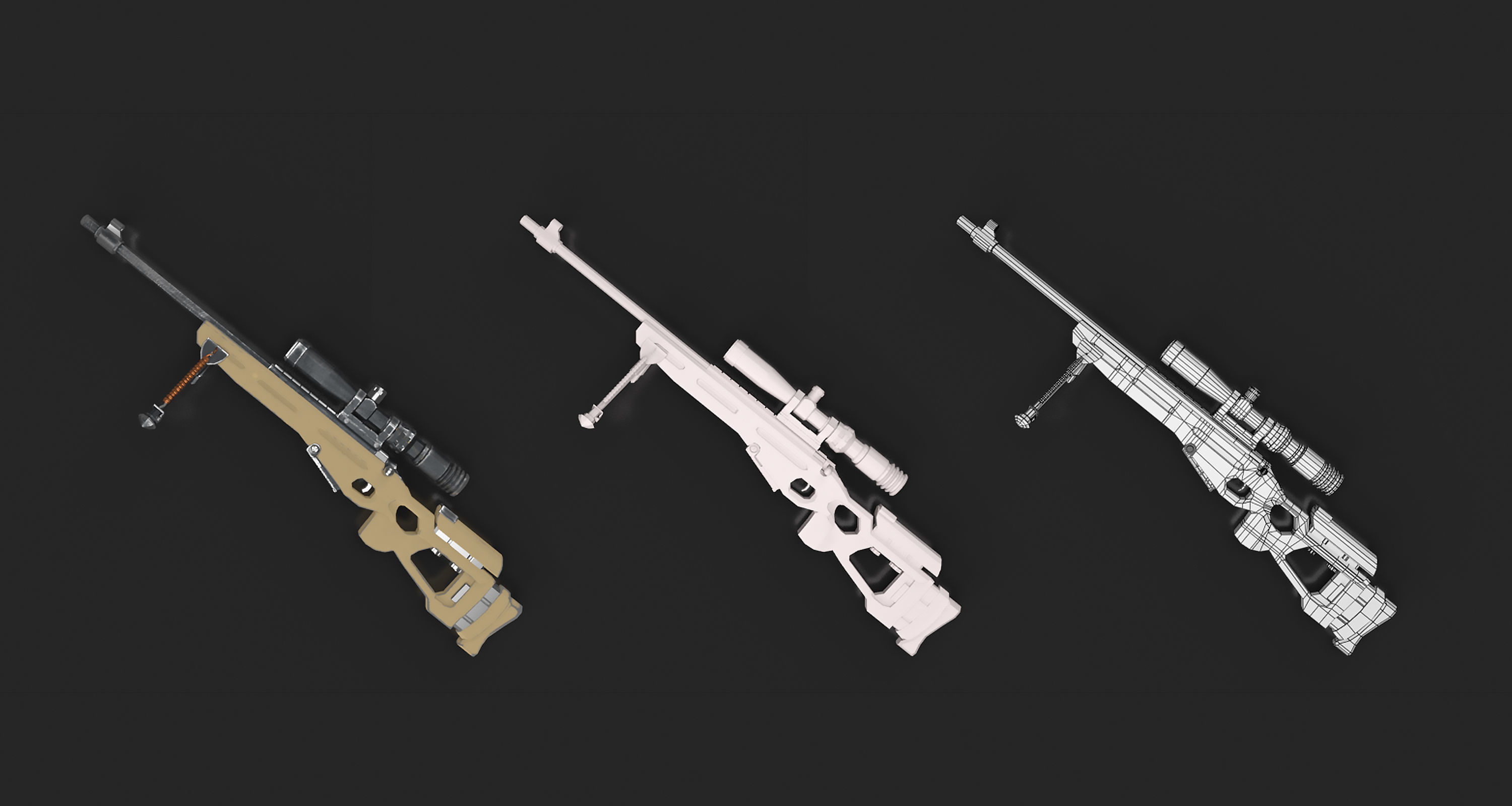 SV-98 Gun Low-poly 3D model_9