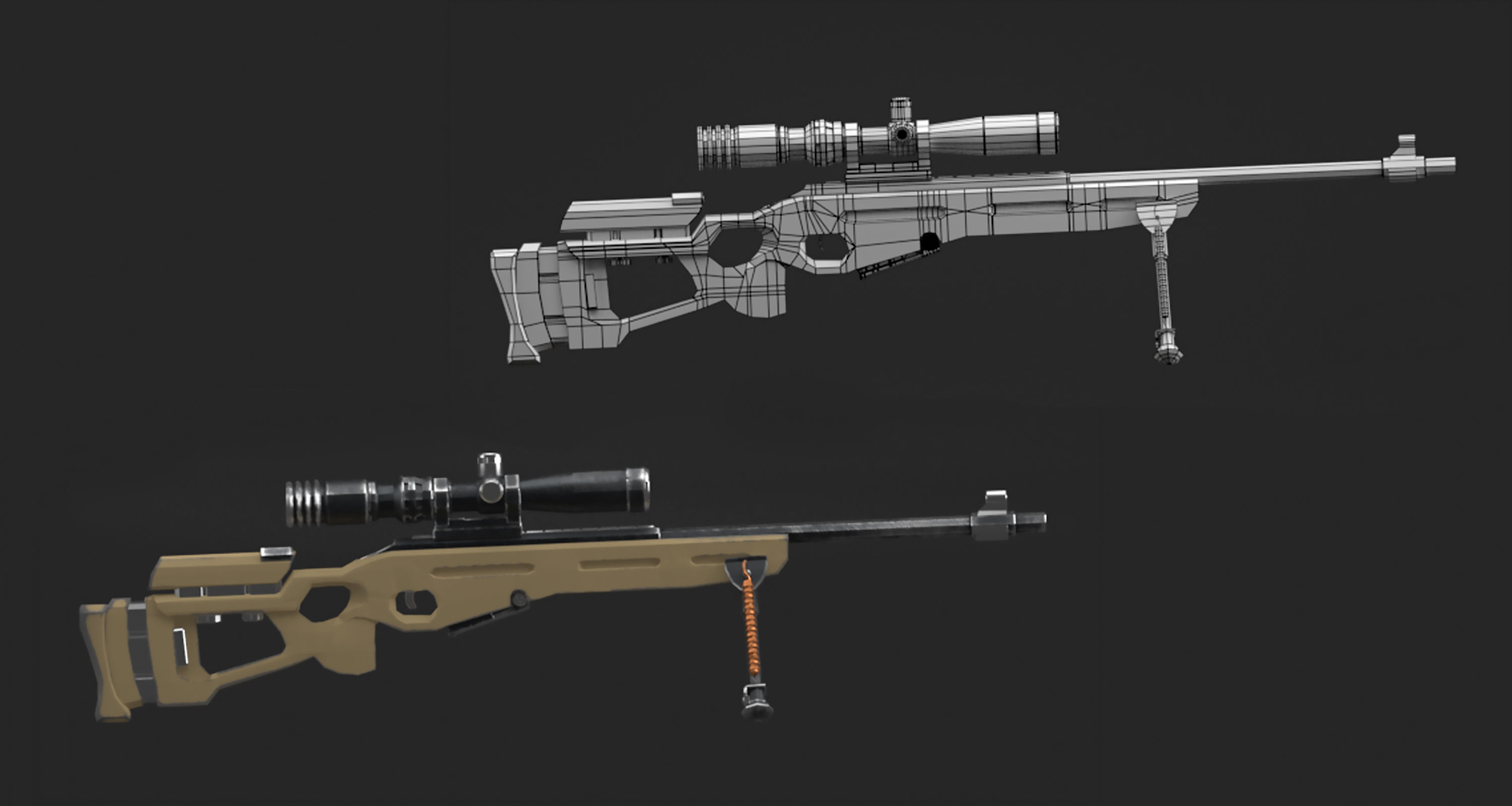 SV-98 Gun Low-poly 3D model_6