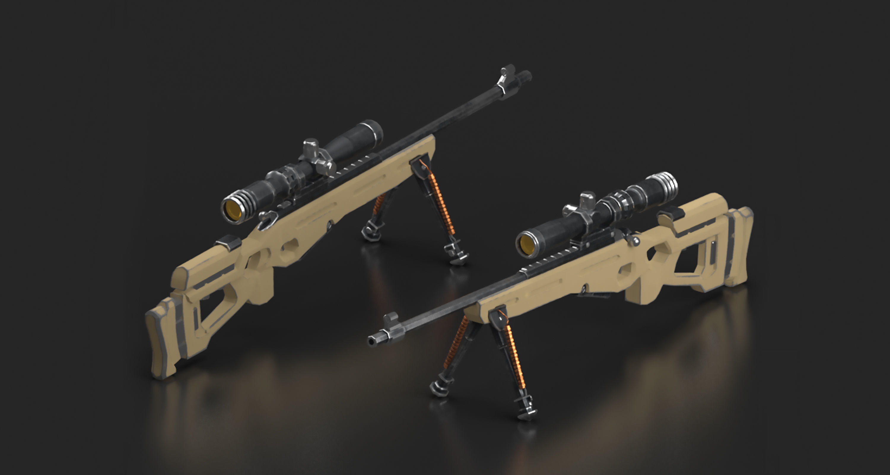 SV-98 Gun Low-poly 3D model_1