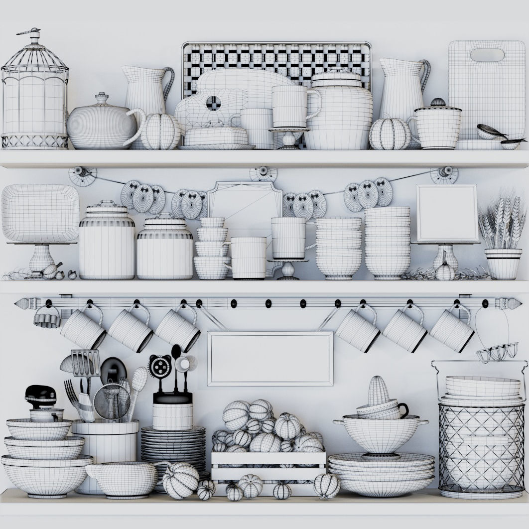 Kitchen utensil collection 3D model_1