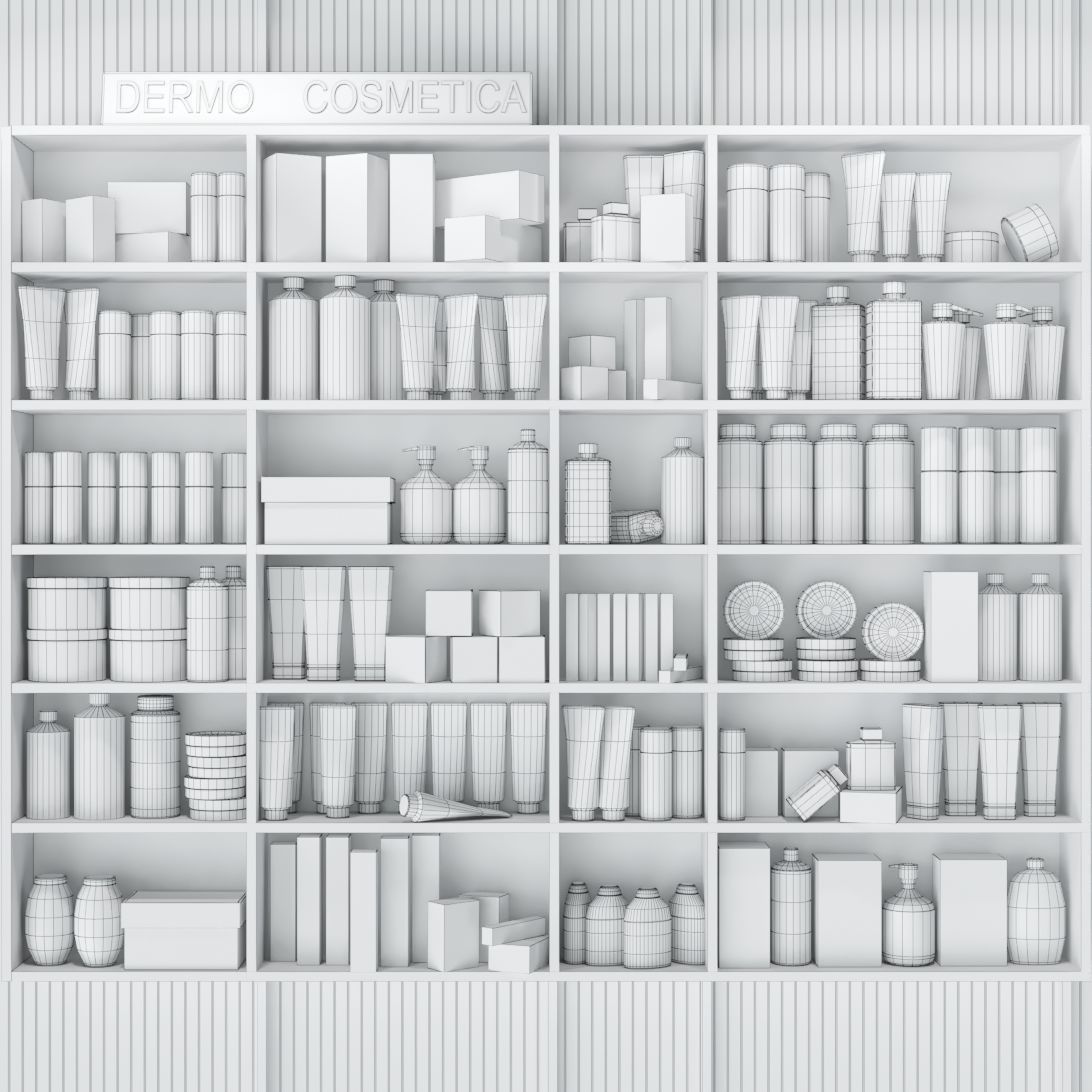 Showcase with cosmetics 2 3D model_1