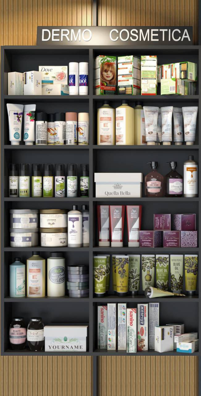 Showcase with cosmetics 2 3D model_2