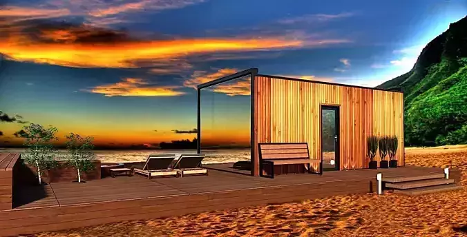 mirror beach hut tiny house vacation house 3dmodel Low-poly 3D model