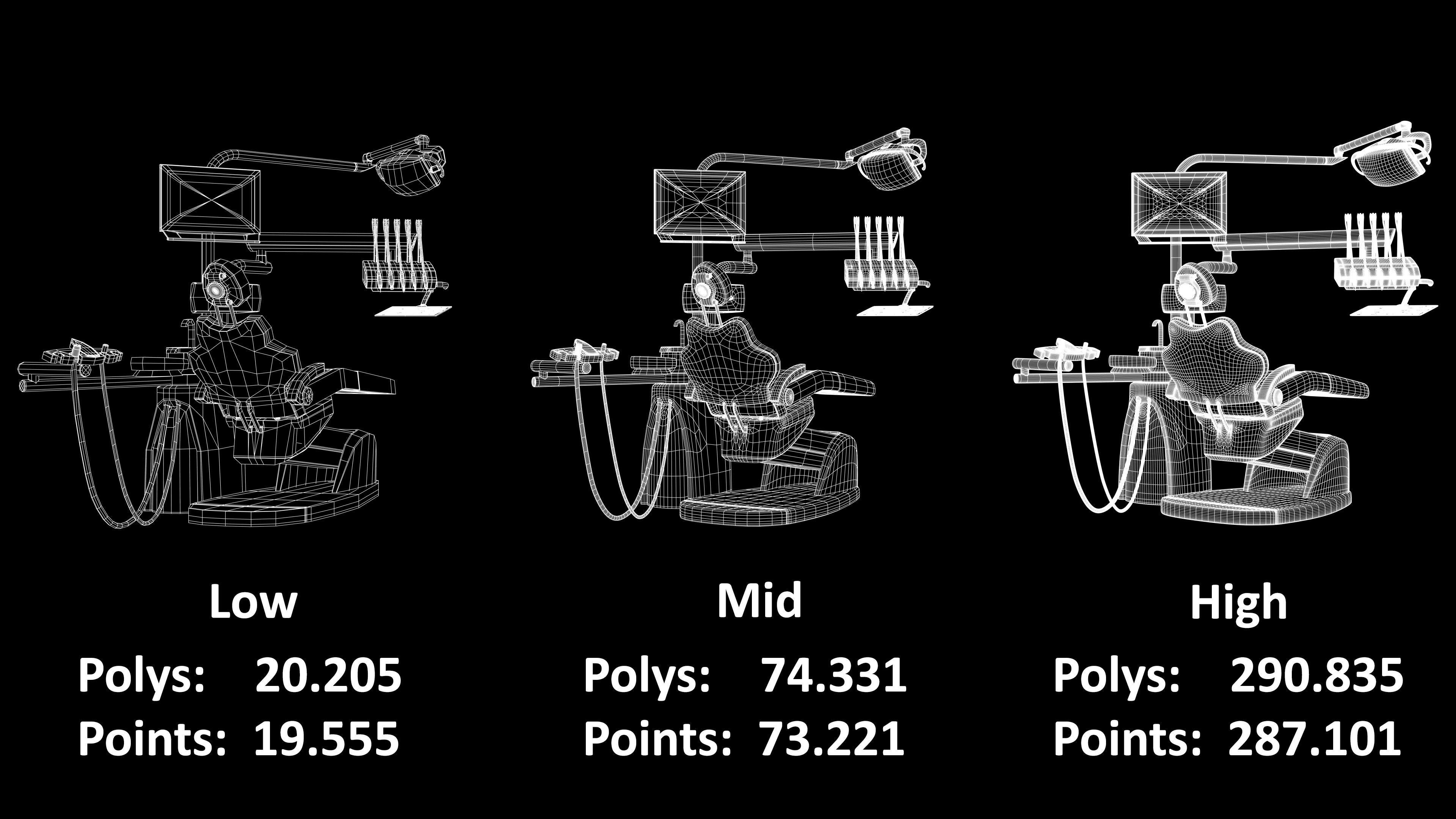 Dentist Chair rigged Low-poly 3D model_9