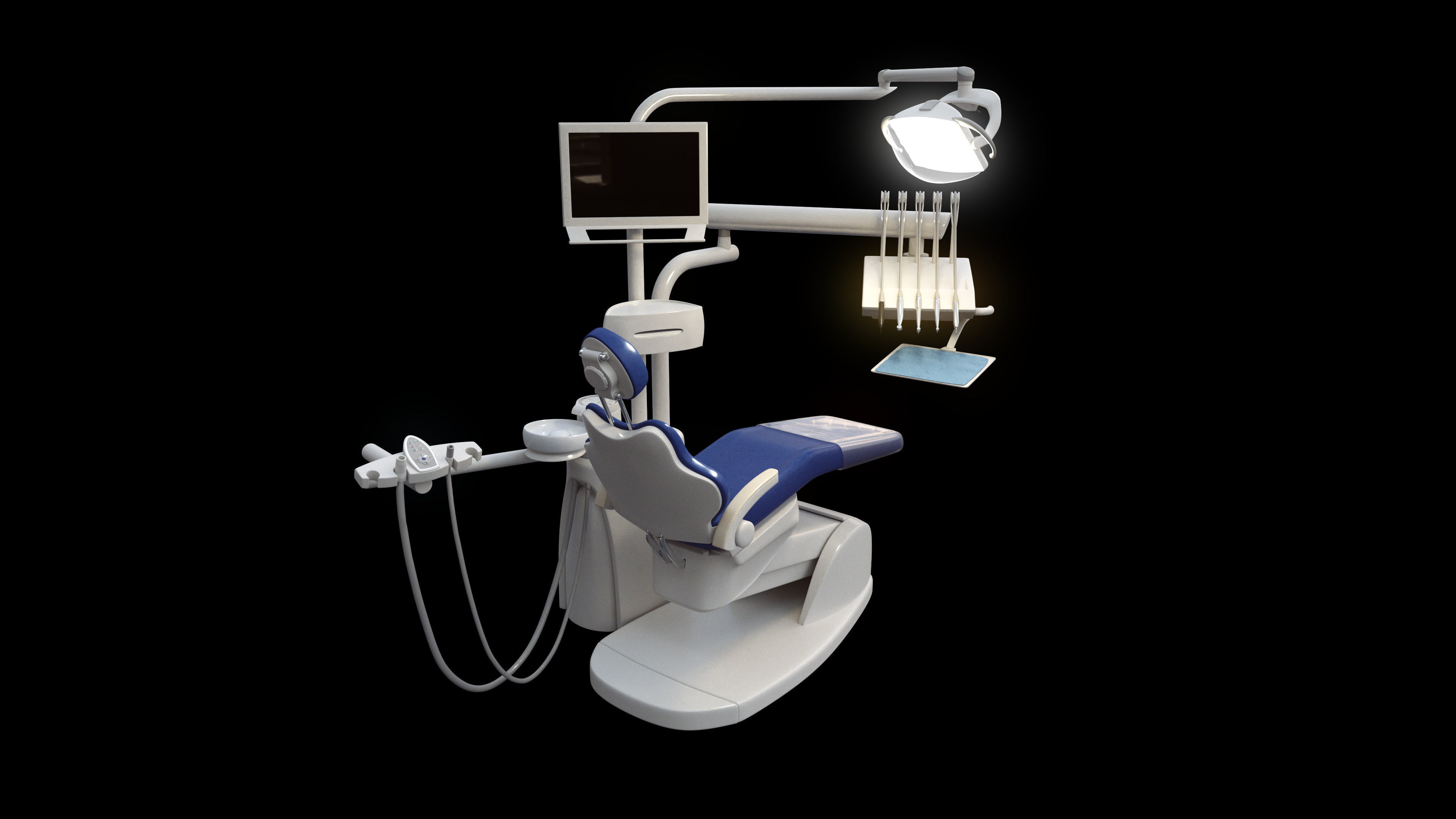 Dentist Chair rigged Low-poly 3D model_4