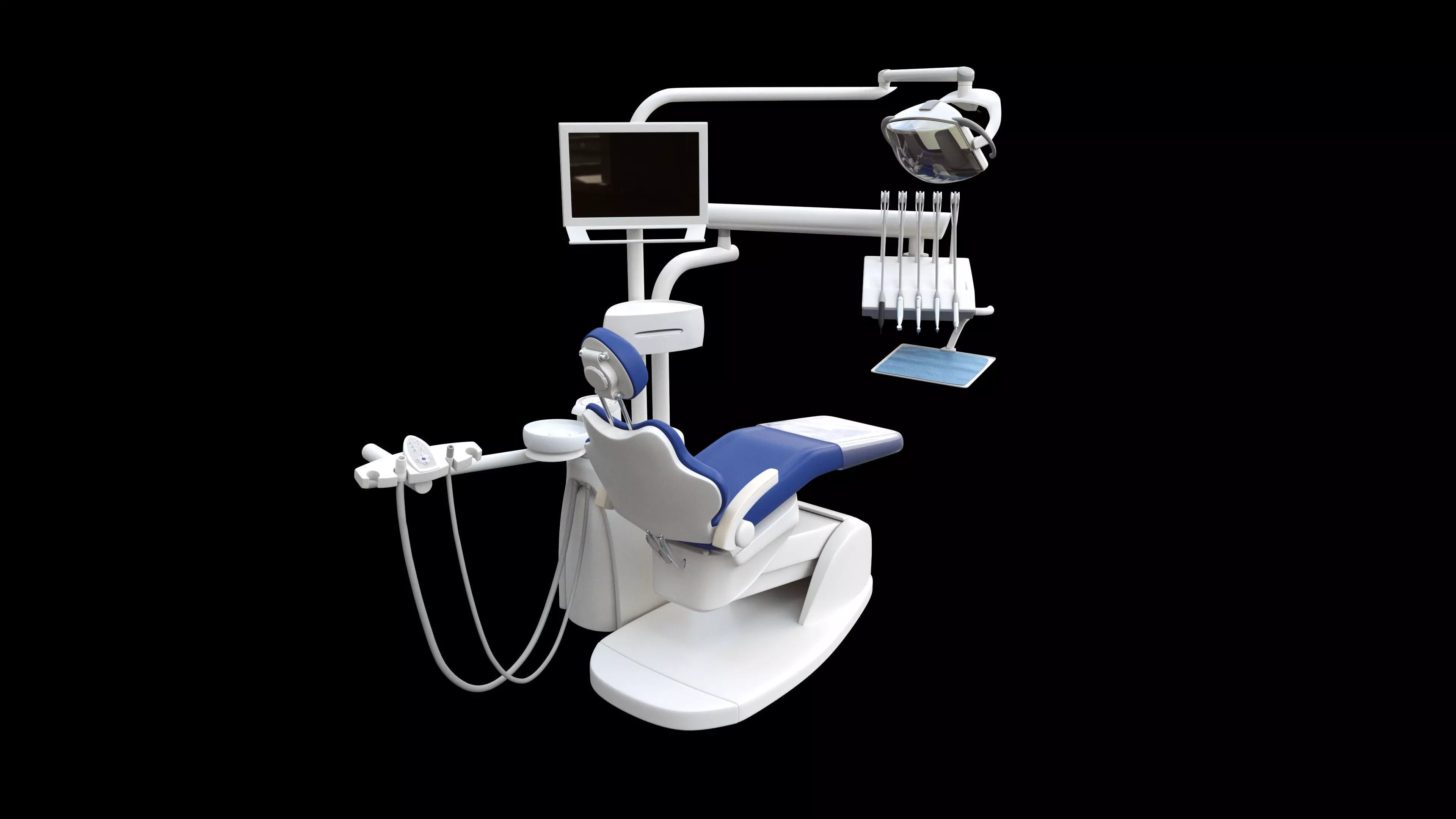 Dentist Chair rigged Low-poly 3D model_0
