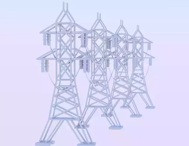 electric power transmission tower illustration 3D model