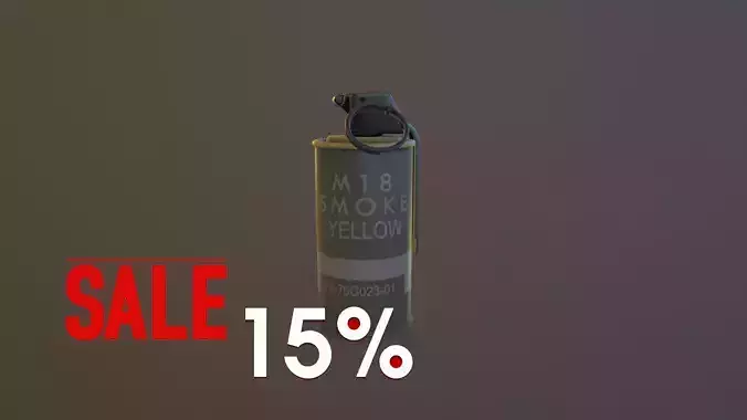 Yellow M18 Smoke Grenade USA PBR VR AR Games 3D model