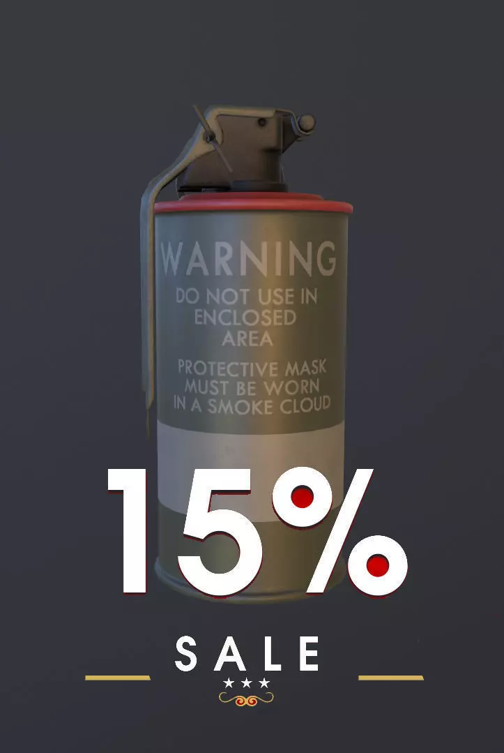 Red M18 Smoke Grenade USA PBR VR AR Games 3D model 3D model_0