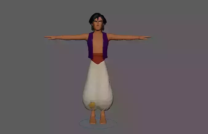 Aladdin Cartoon  - 3D Production Model Rigged Low-poly 3D model