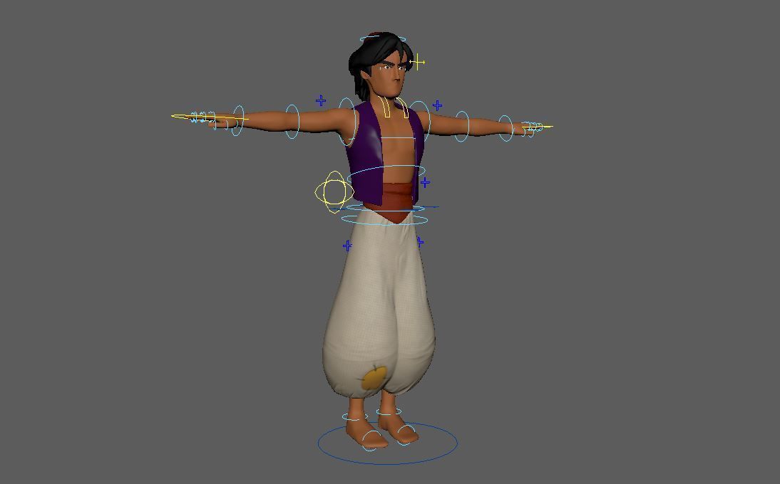 Aladdin Cartoon  - 3D Production Model Rigged Low-poly 3D model_6
