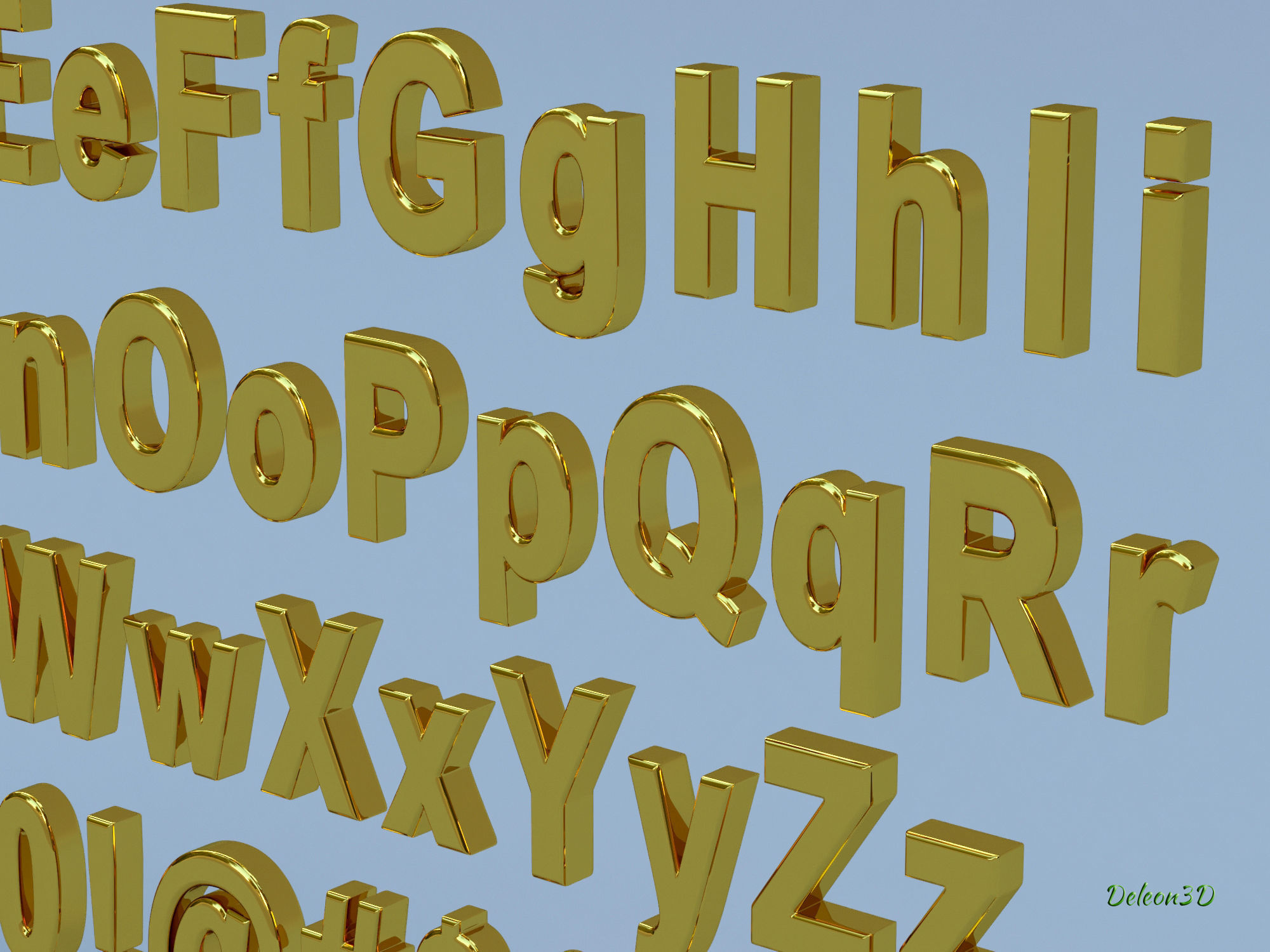 Alphanumerics characters in Arial format 3D model_5