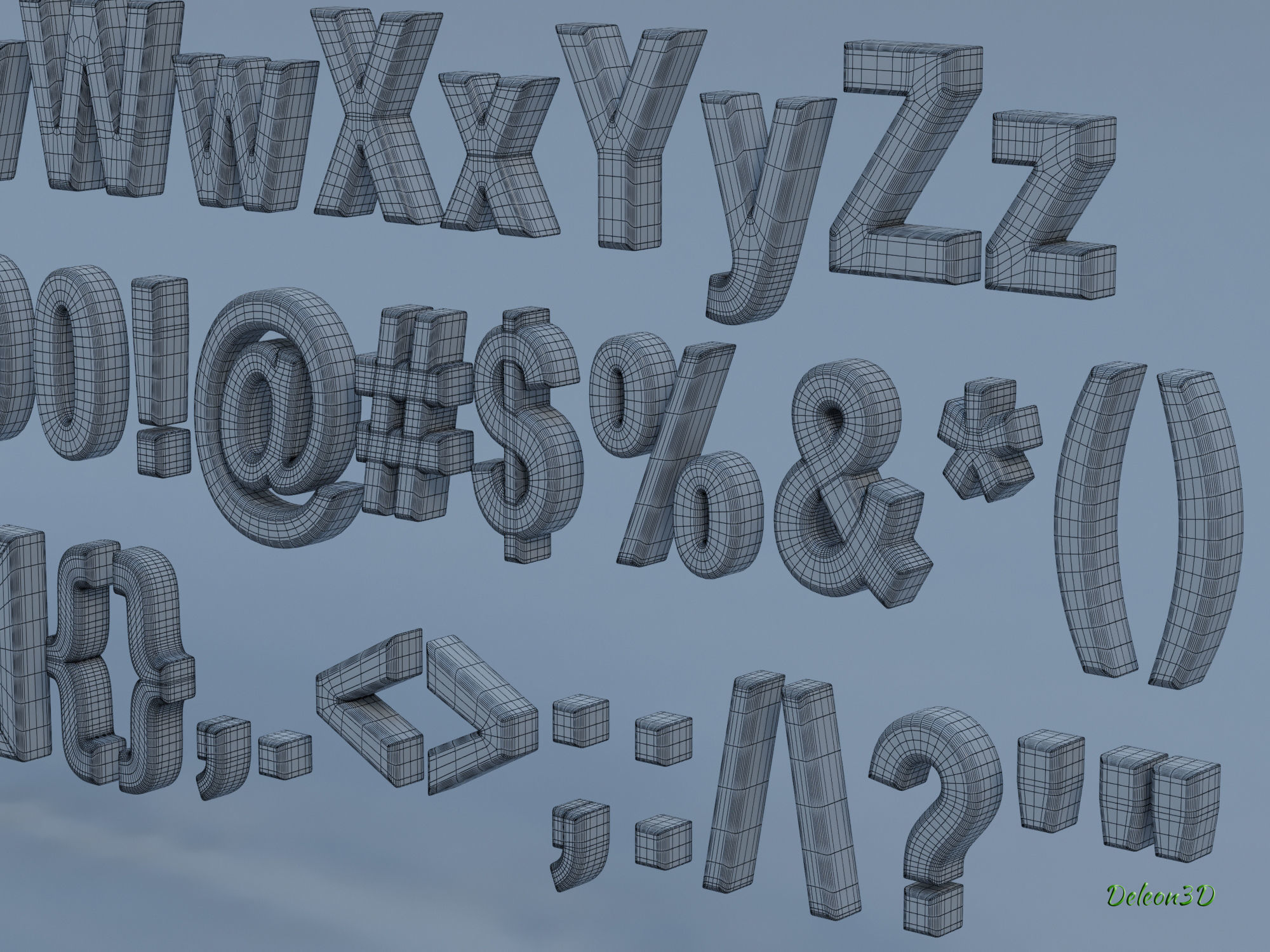 Alphanumerics characters in Arial format 3D model_11
