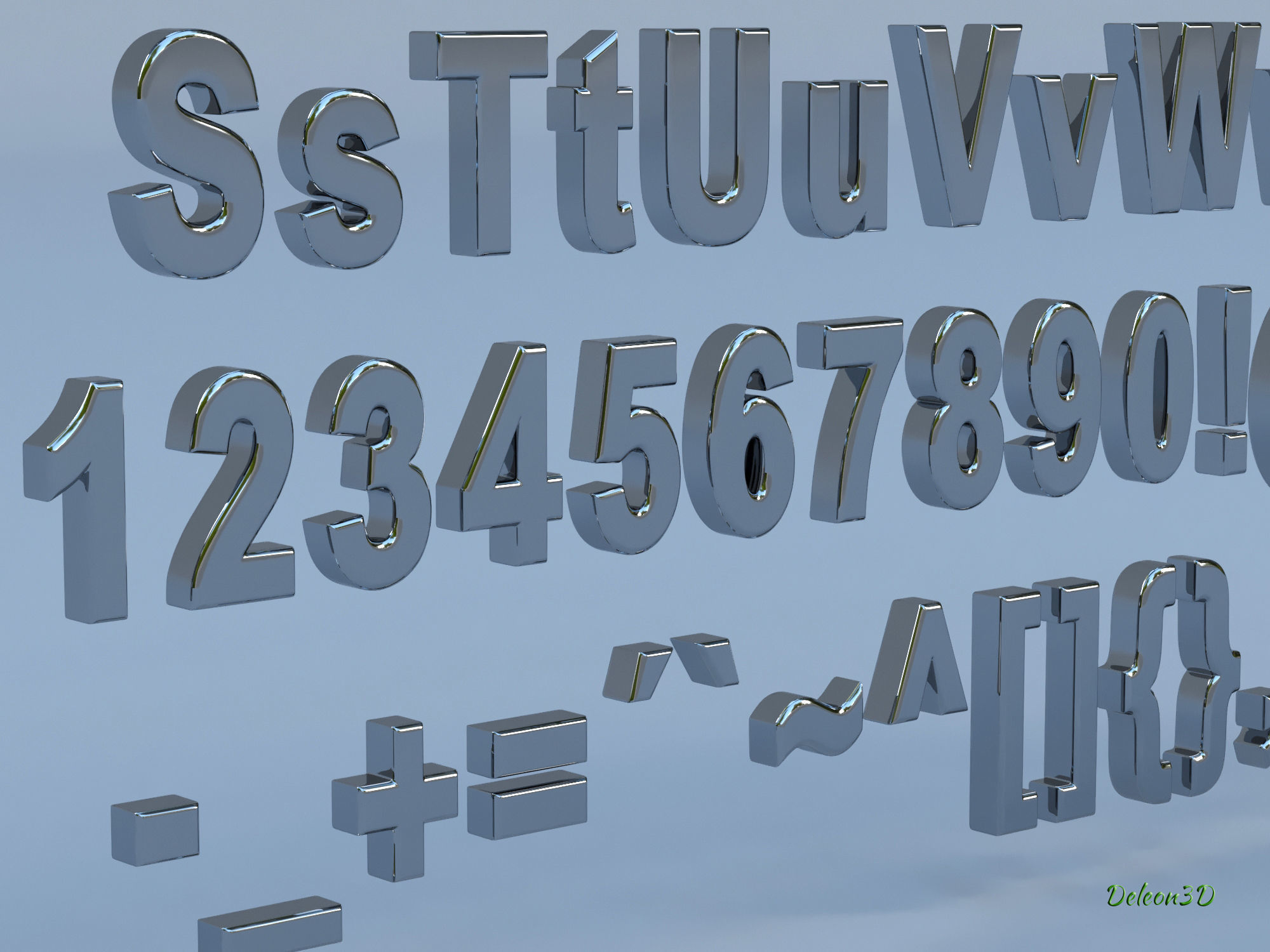 Alphanumerics characters in Arial format 3D model_4