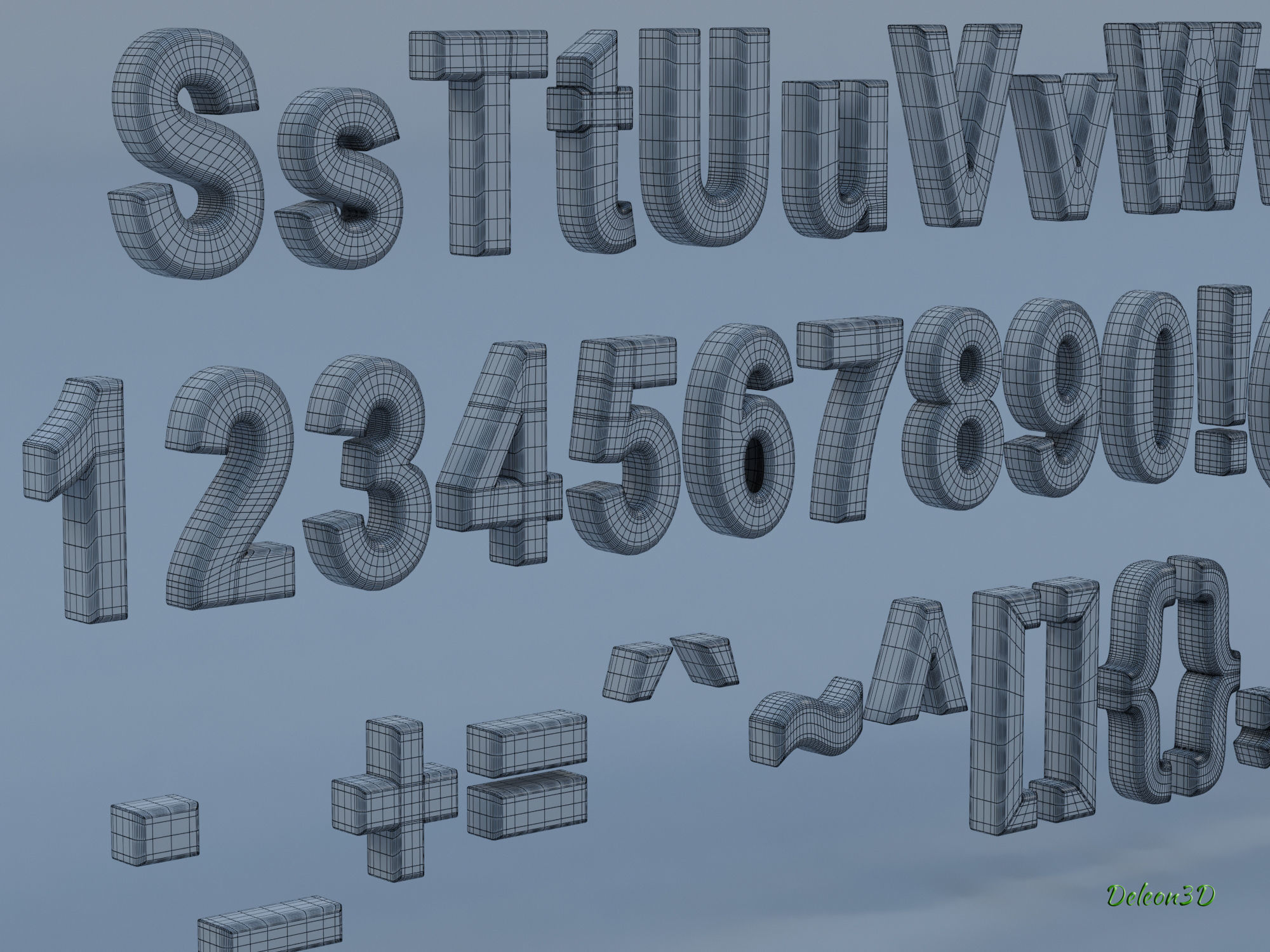 Alphanumerics characters in Arial format 3D model_9