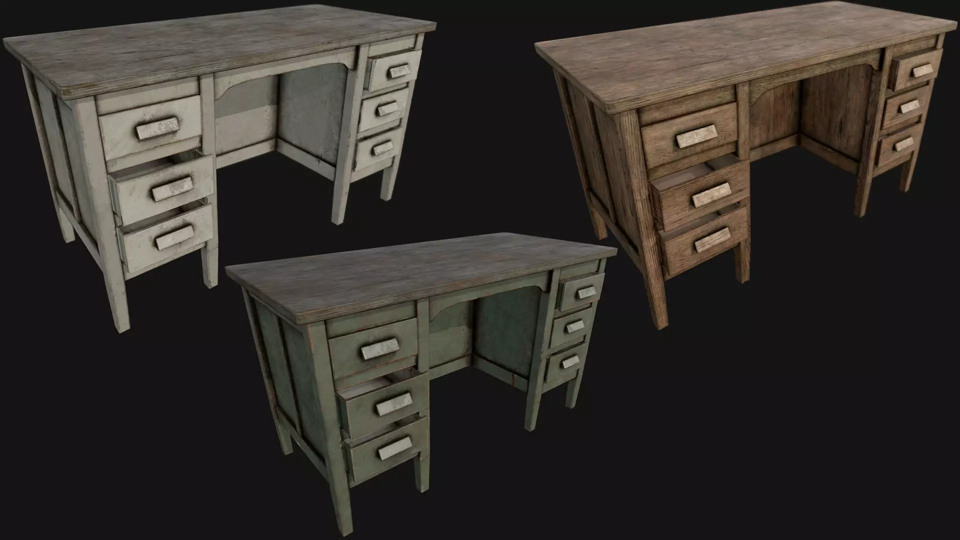Old Office Table PBR Low-poly 3D model