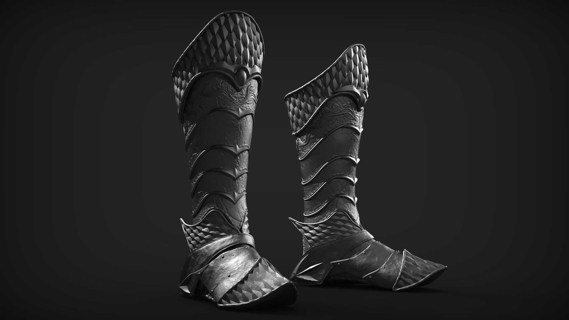 Set of Armored Footwear 3D model_16