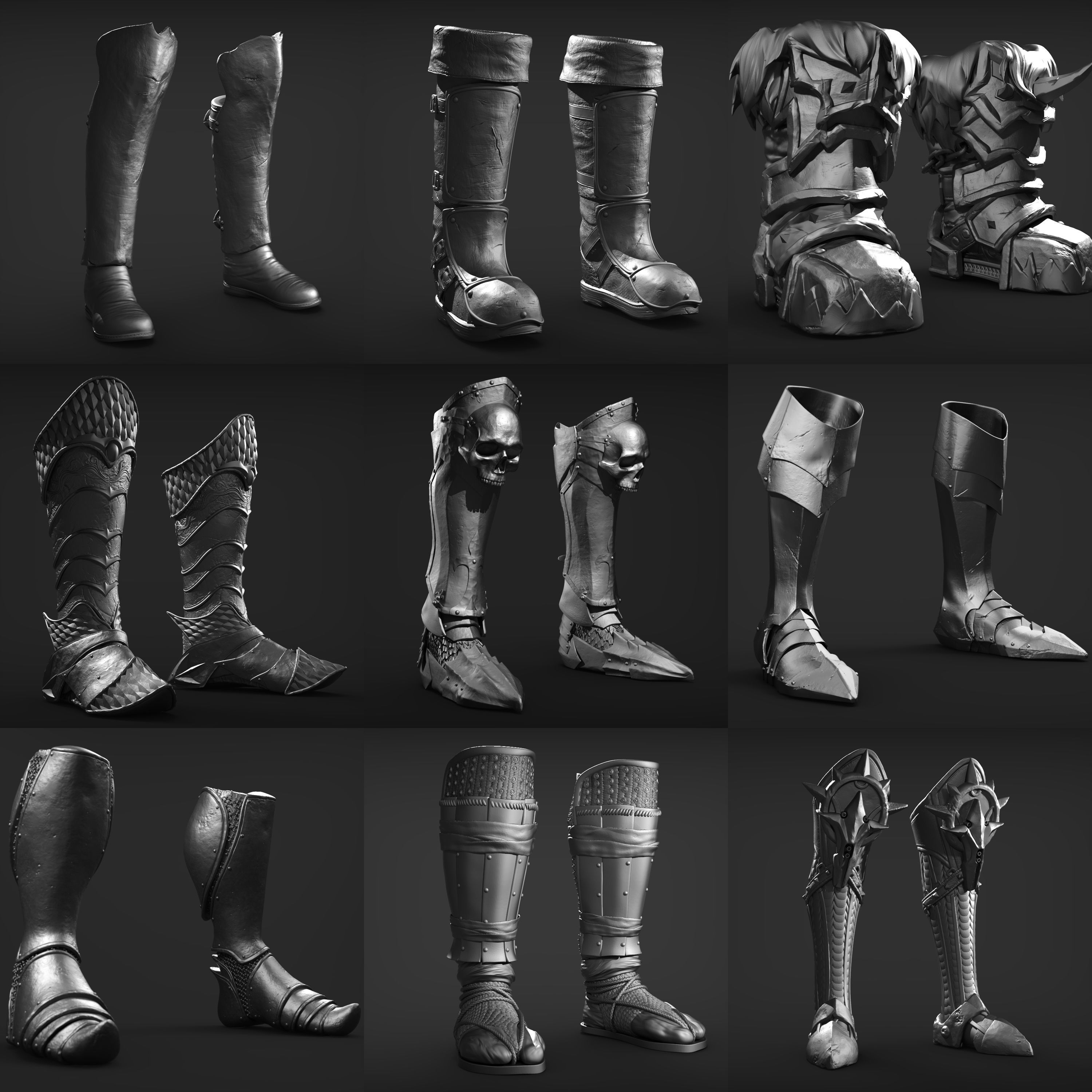 Set of Armored Footwear 3D model_1
