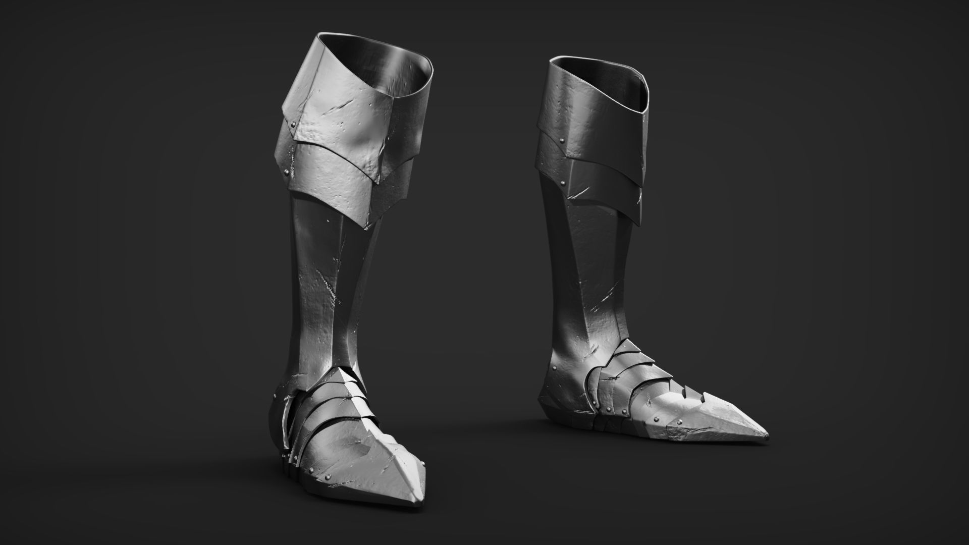 Set of Armored Footwear 3D model_2