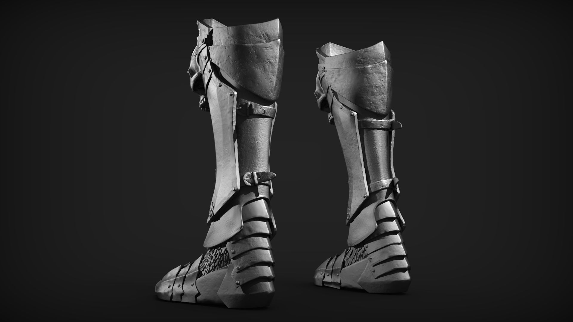 Set of Armored Footwear 3D model_15