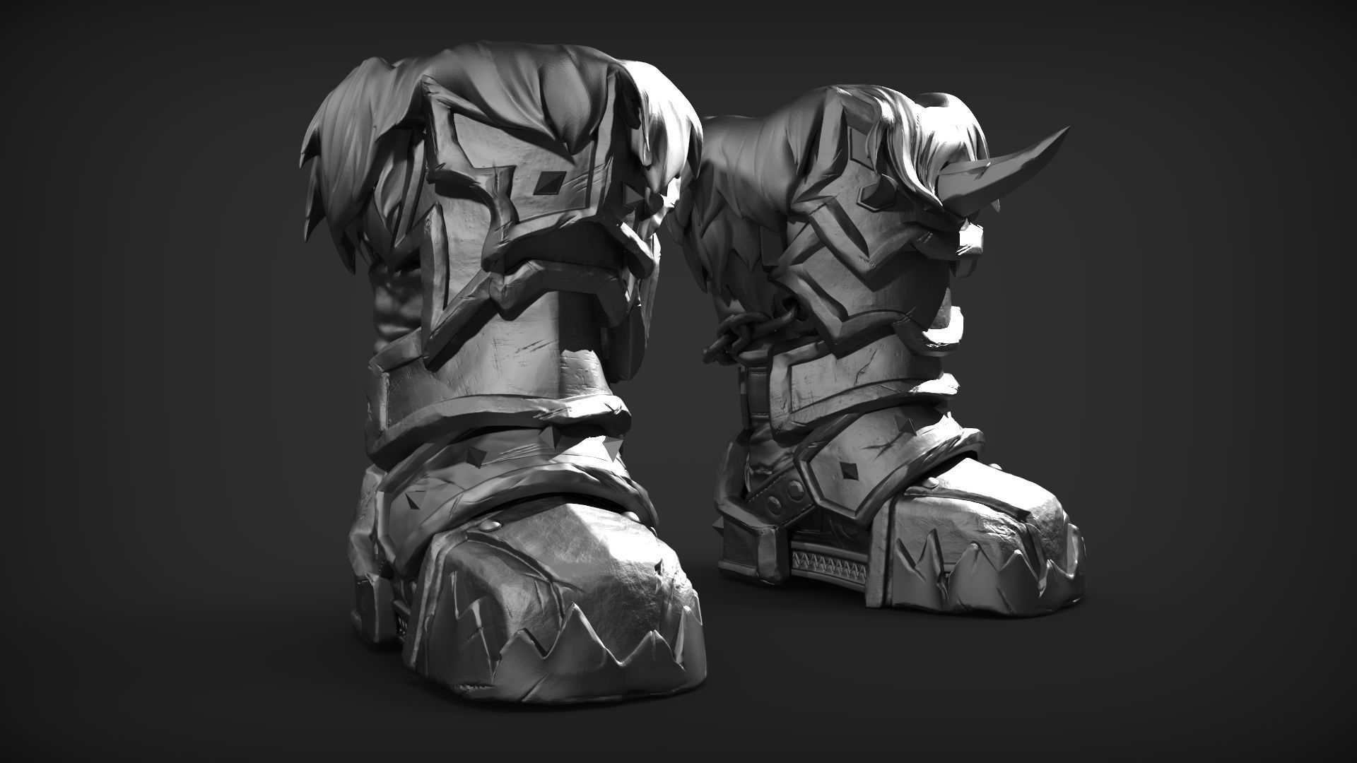 Set of Armored Footwear 3D model_4
