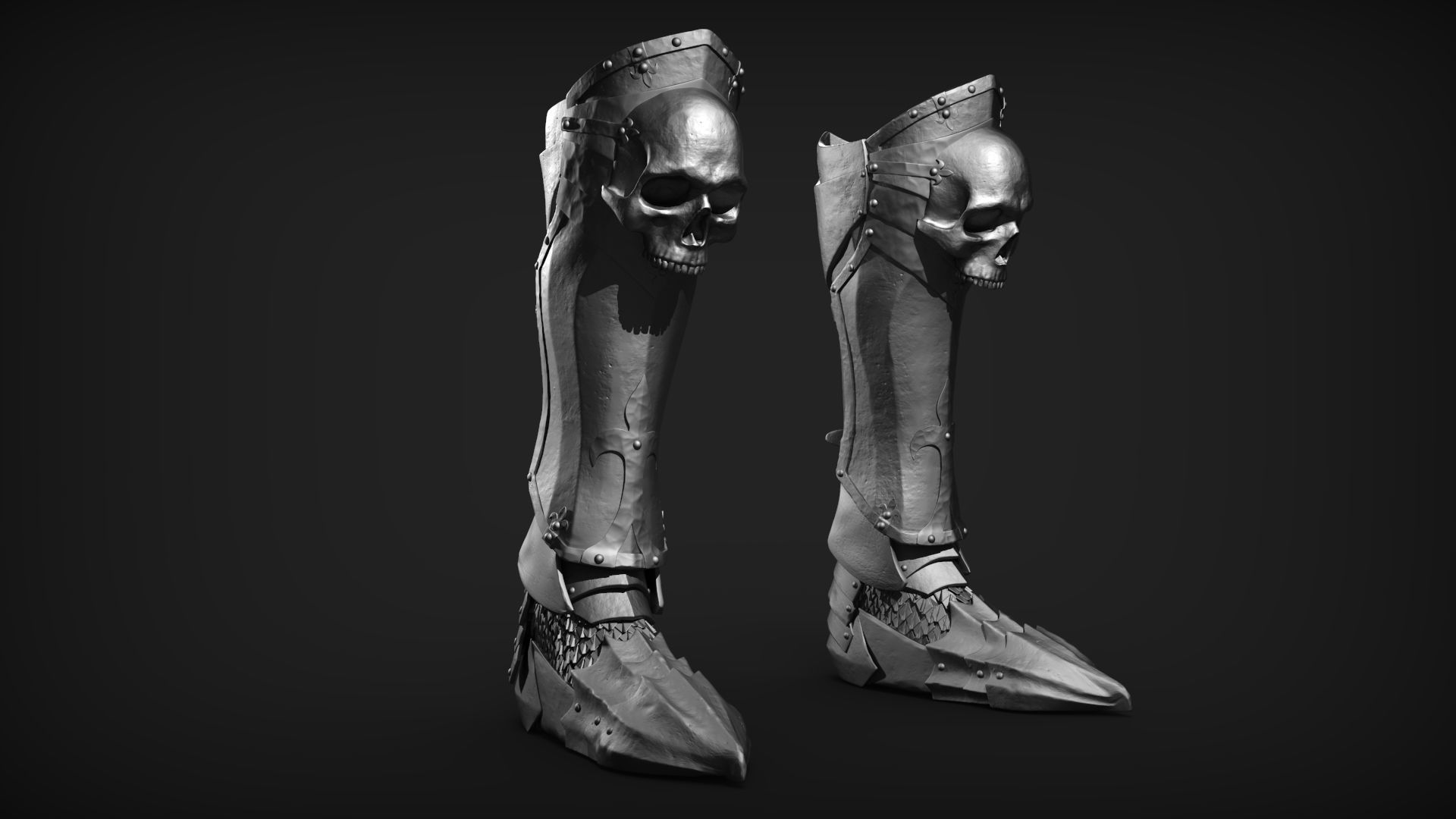 Set of Armored Footwear 3D model_14