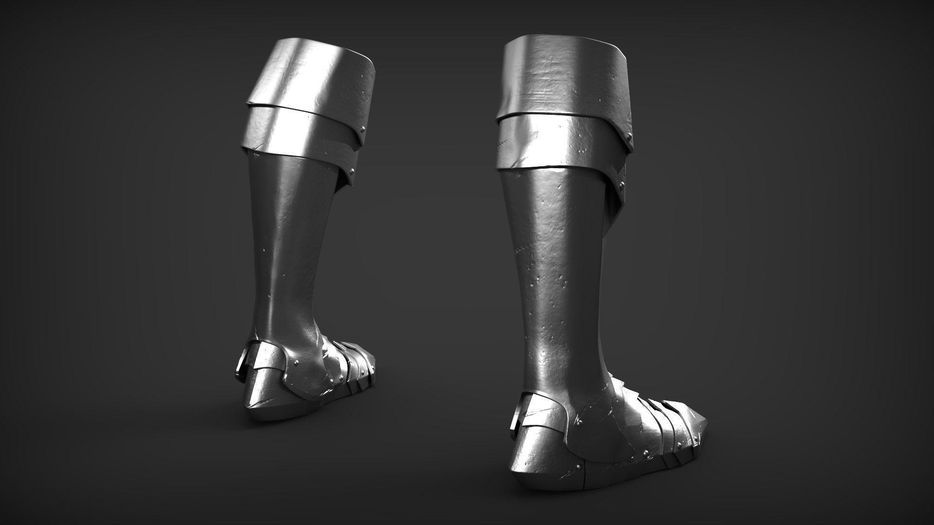 Set of Armored Footwear 3D model_3